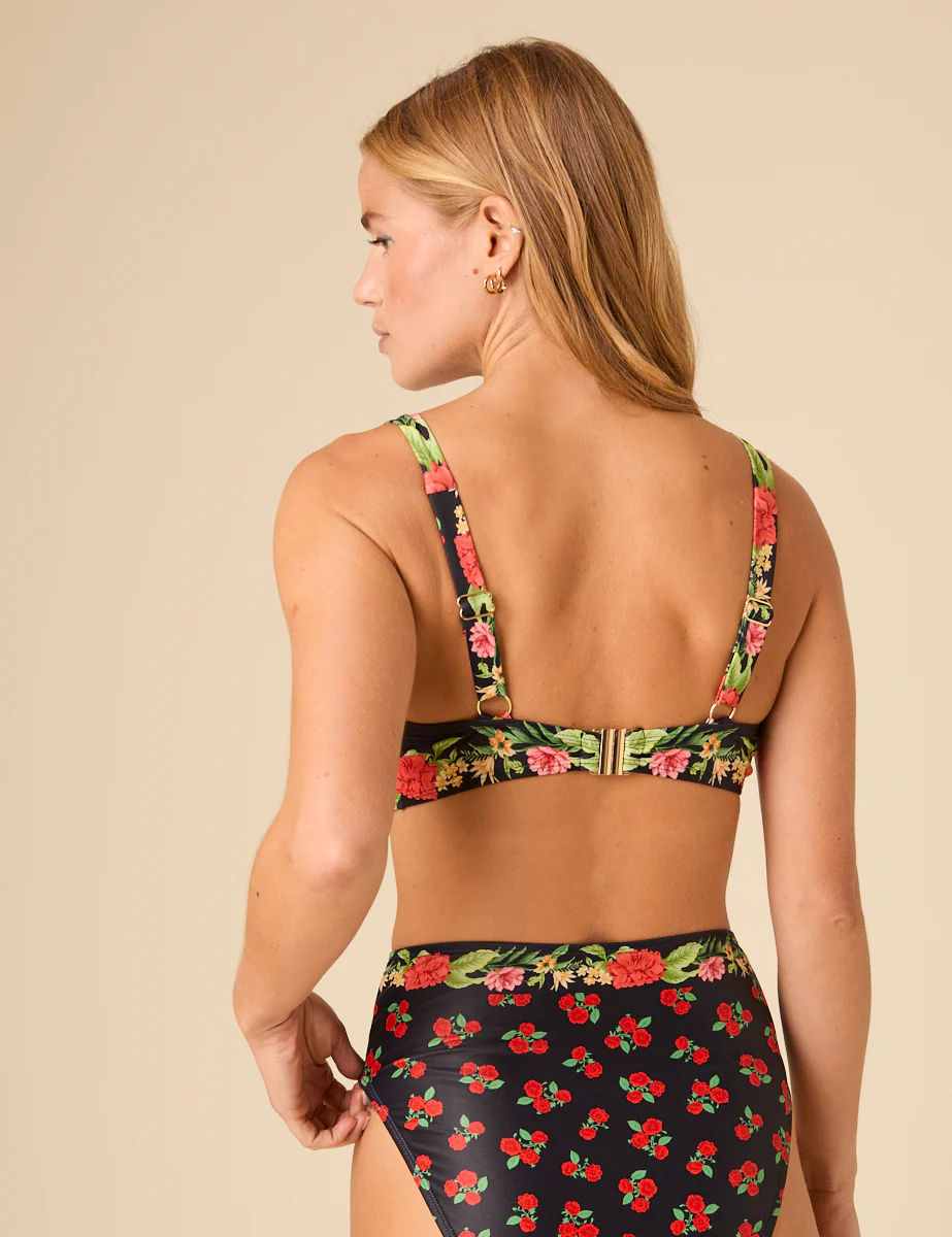 Black Floral Knot Front Bikini Top - Image 5