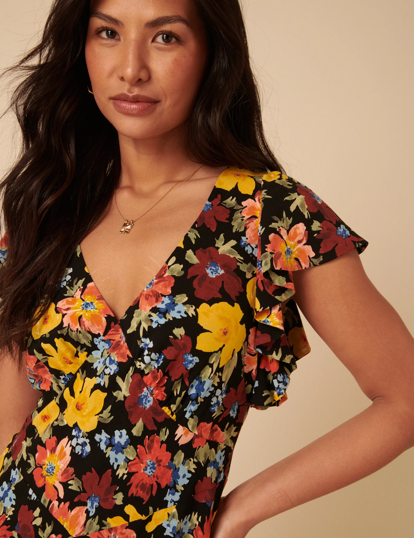 Black Floral Loubelle Midi Dress - Image 2