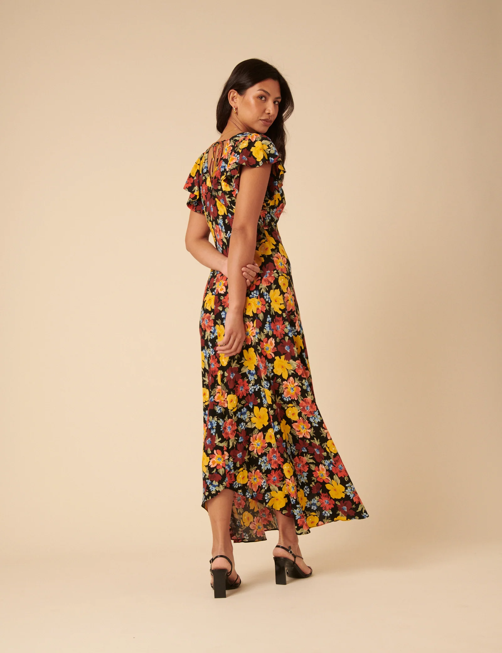 Black Floral Loubelle Midi Dress - Image 5