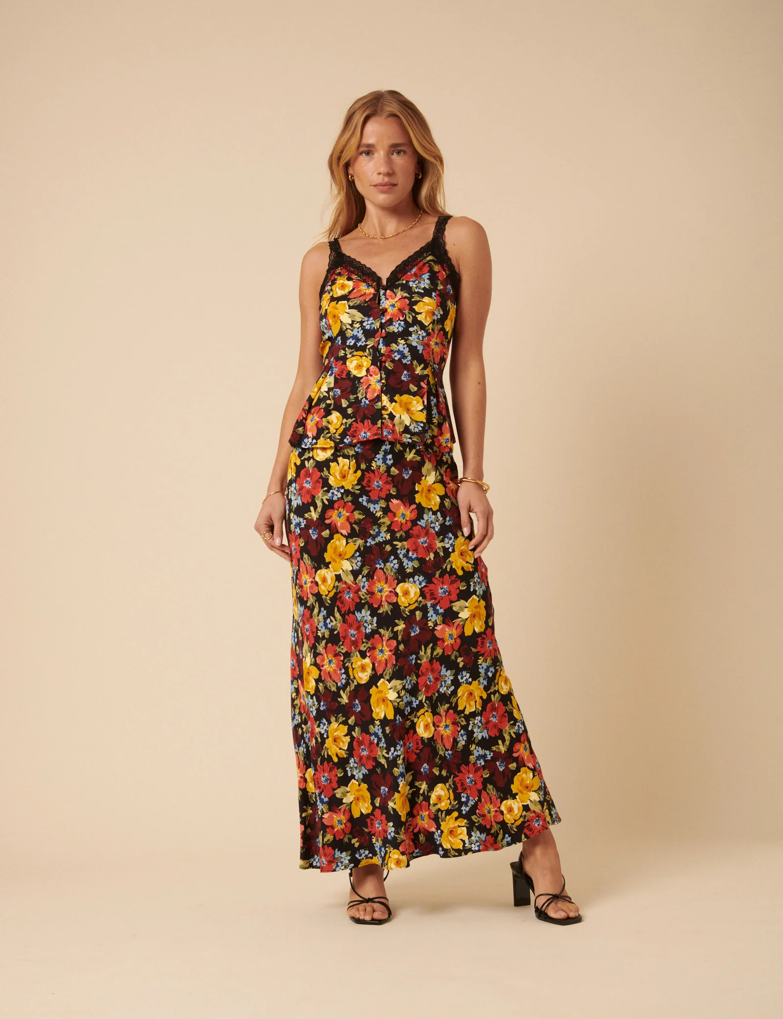 Black Floral Midi Skirt - Image 2