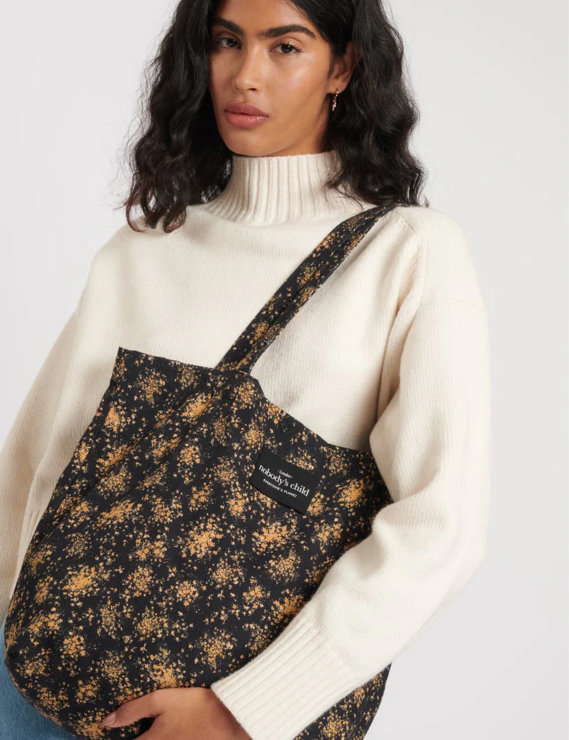 Black Floral Tote Bag - Image 4