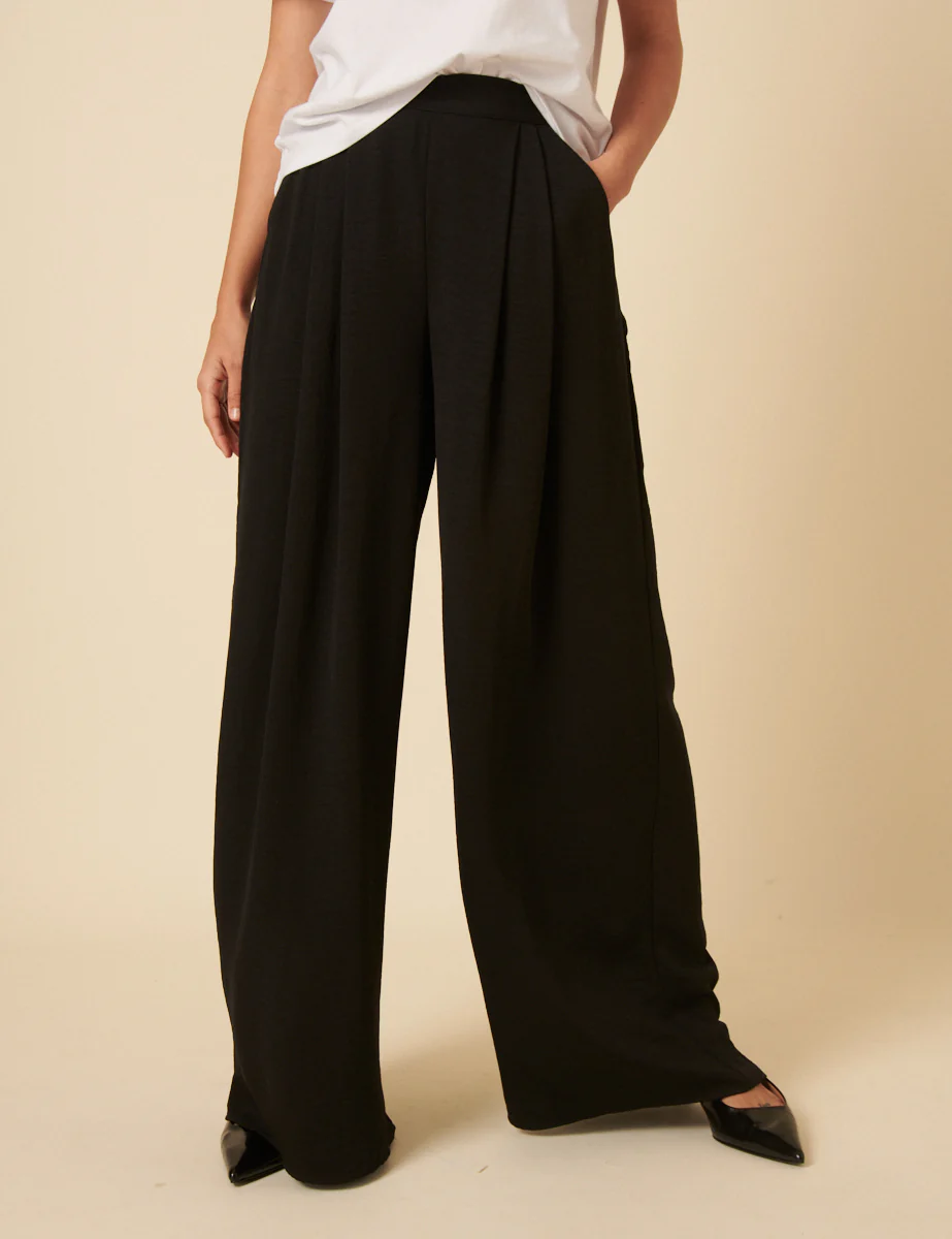Black Wide Leg Zeena Trousers - Image 3
