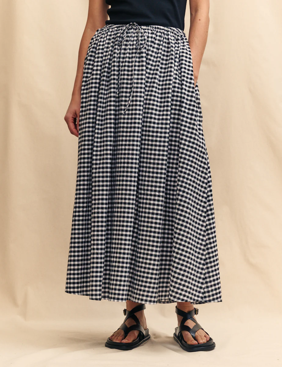 Black Gingham Midi Skirt - Image 4