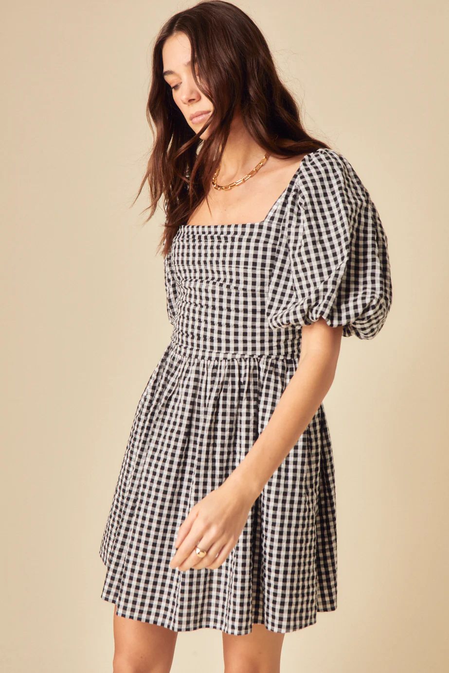 Black Gingham Nova Mini Dress - Image 4