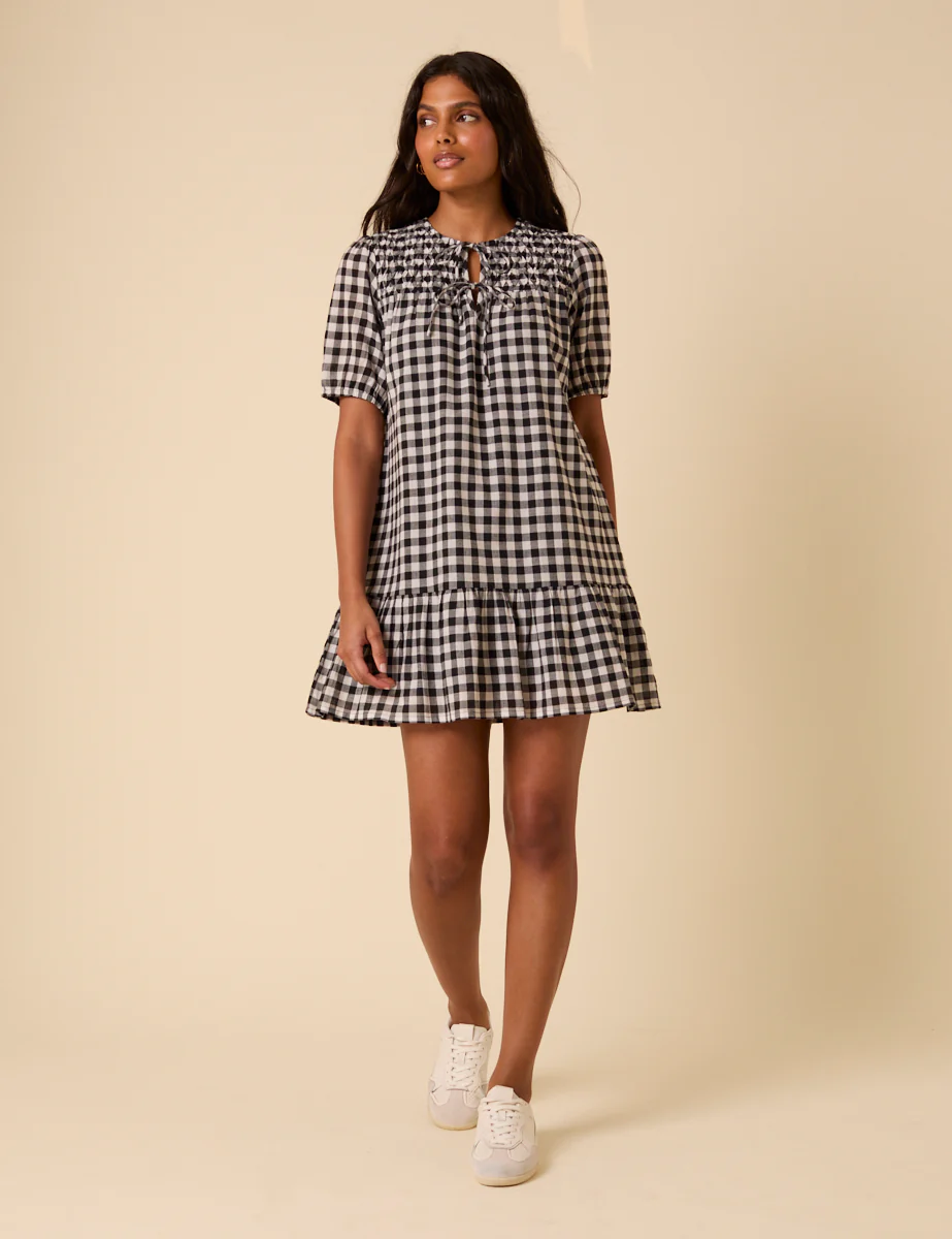 Black Gingham Phoebe Mini Dress - Image 2