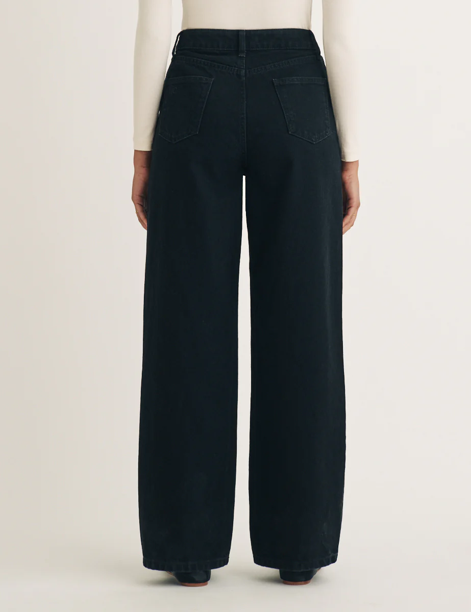 Black High Rise Wide Leg Jeans - Image 4