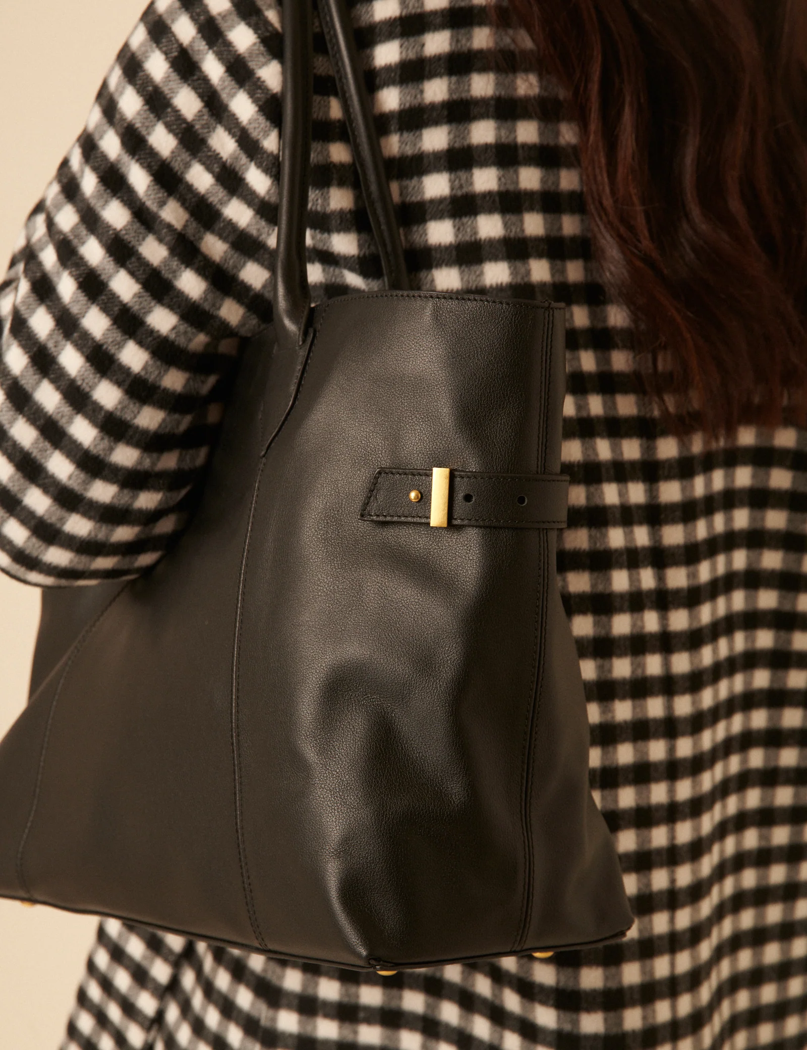 Black Leather Tote Bag - Image 4