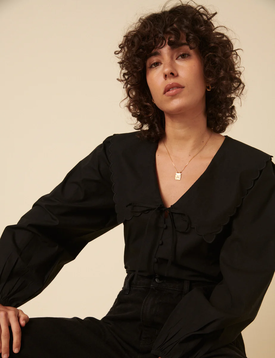 Black Long Sleeve Birdie Blouse - Image 3