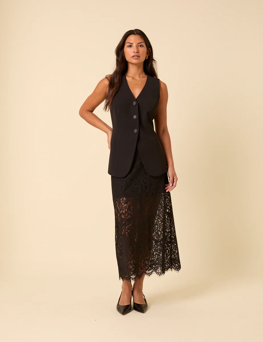 Black Longline Waistcoat - Image 3