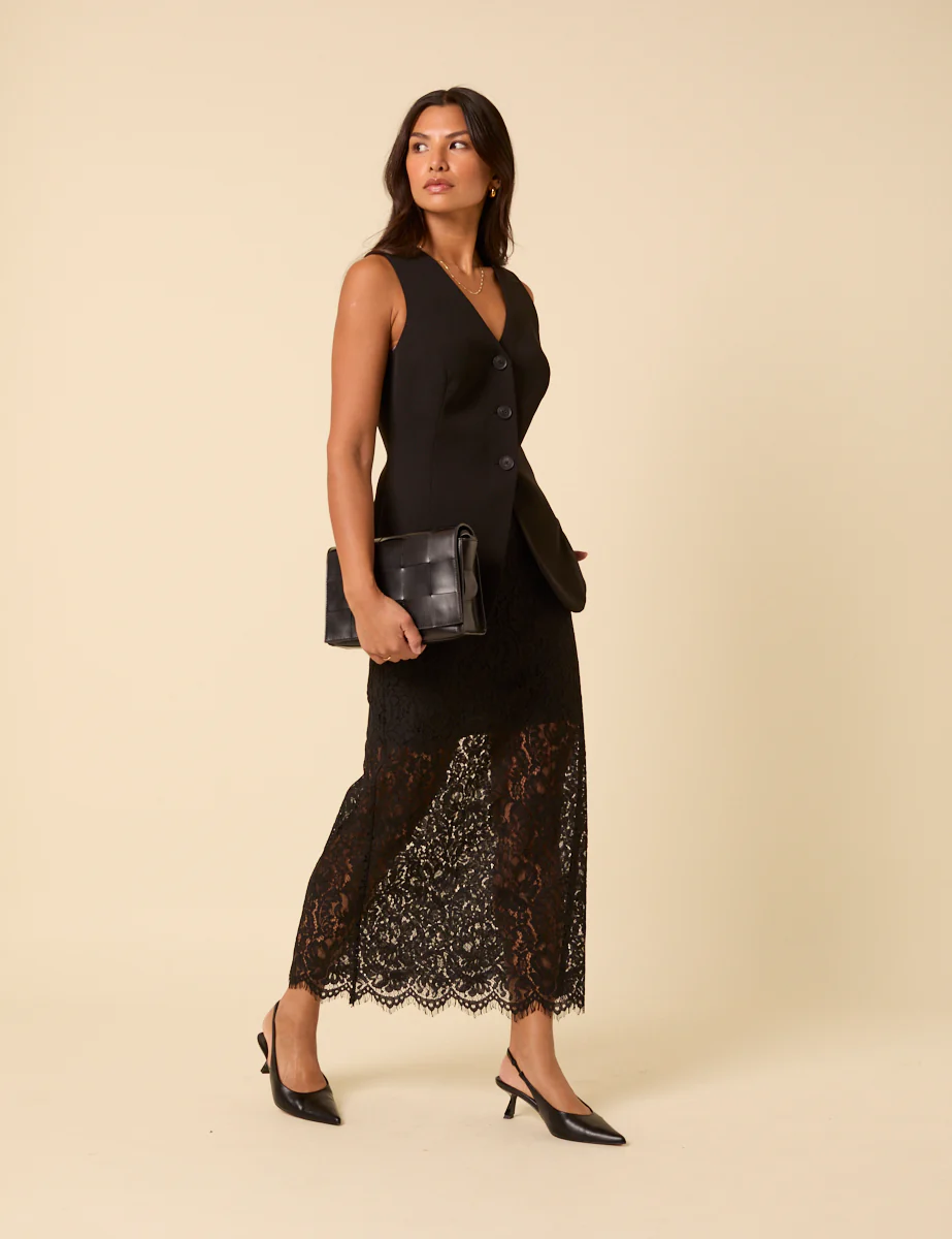 Black Longline Waistcoat - Image 5