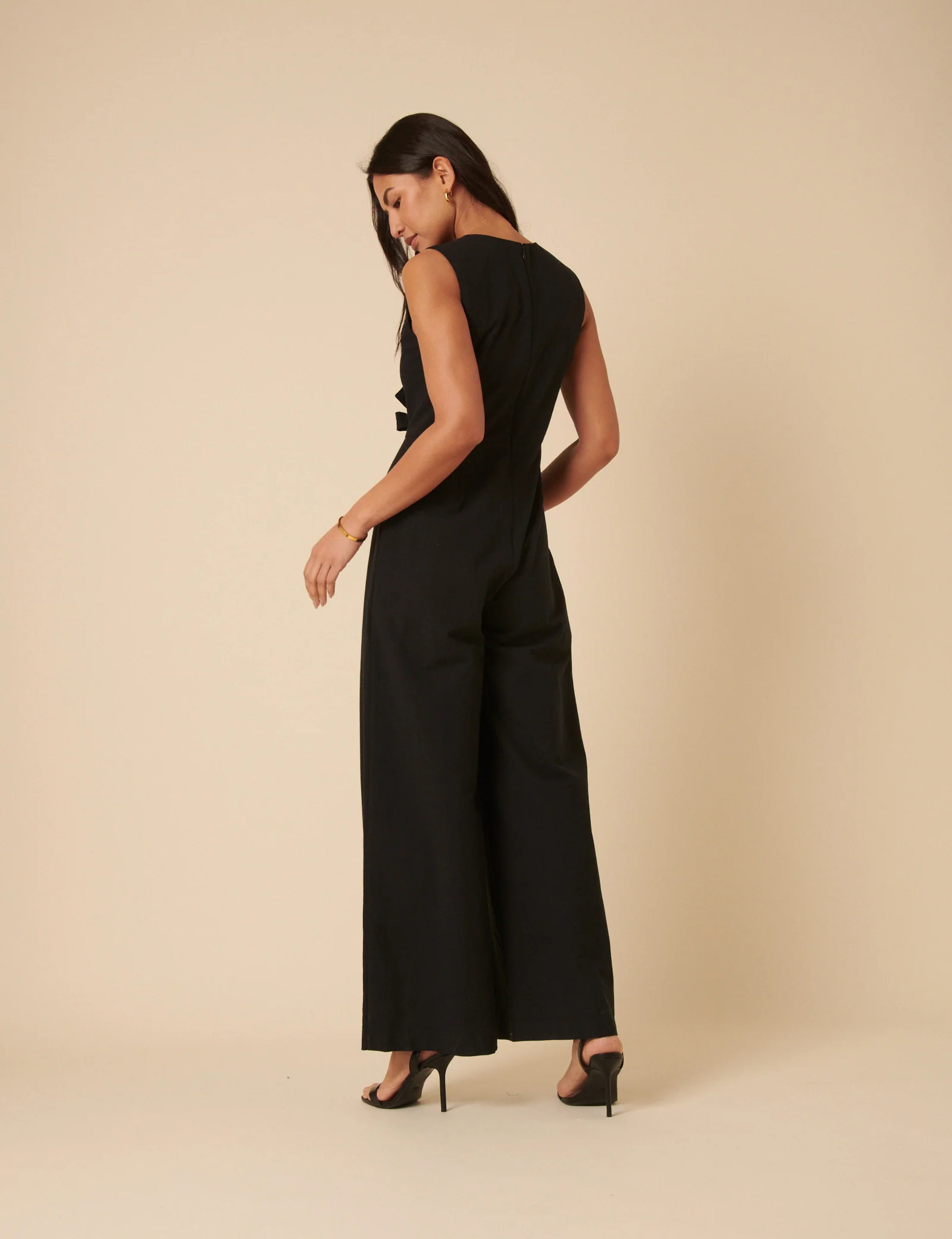 Black Bow Front Bertha Jumpsuit - Image 5