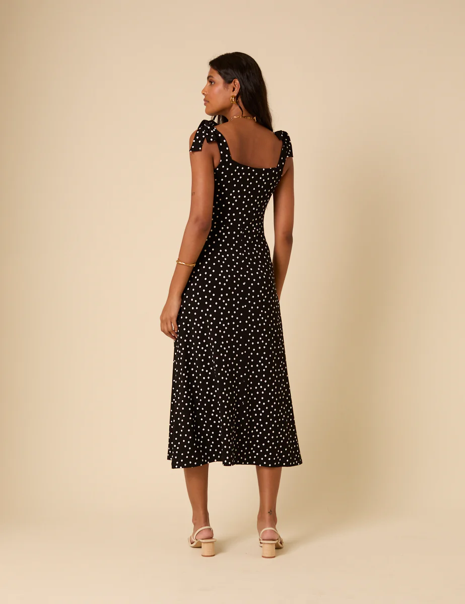 Black Polka Dot Adrian Midi Dress - Image 5