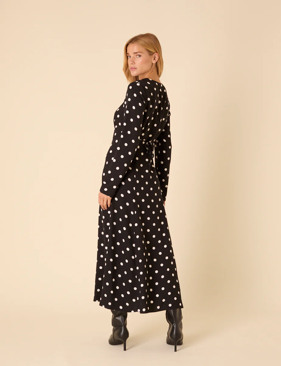 Black Polka Dot Delilah Midi Dress - Image 5