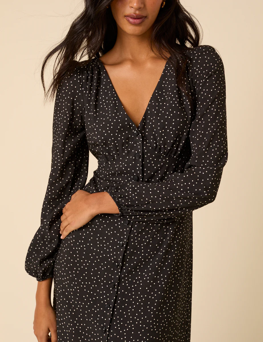 Black Polka Dot Kennedy Midi Dress - Image 3