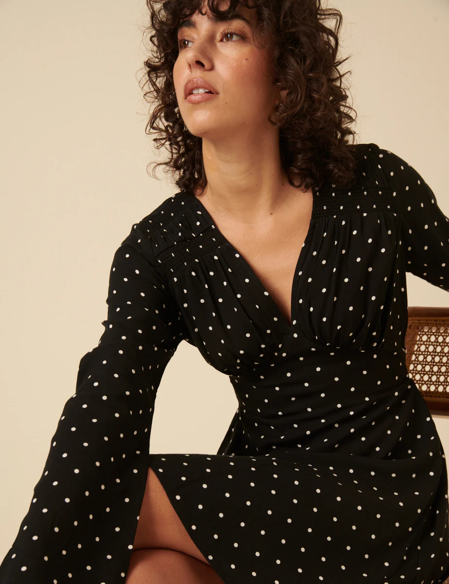 Black Polka Dot Lydia Mini Dress - Image 2