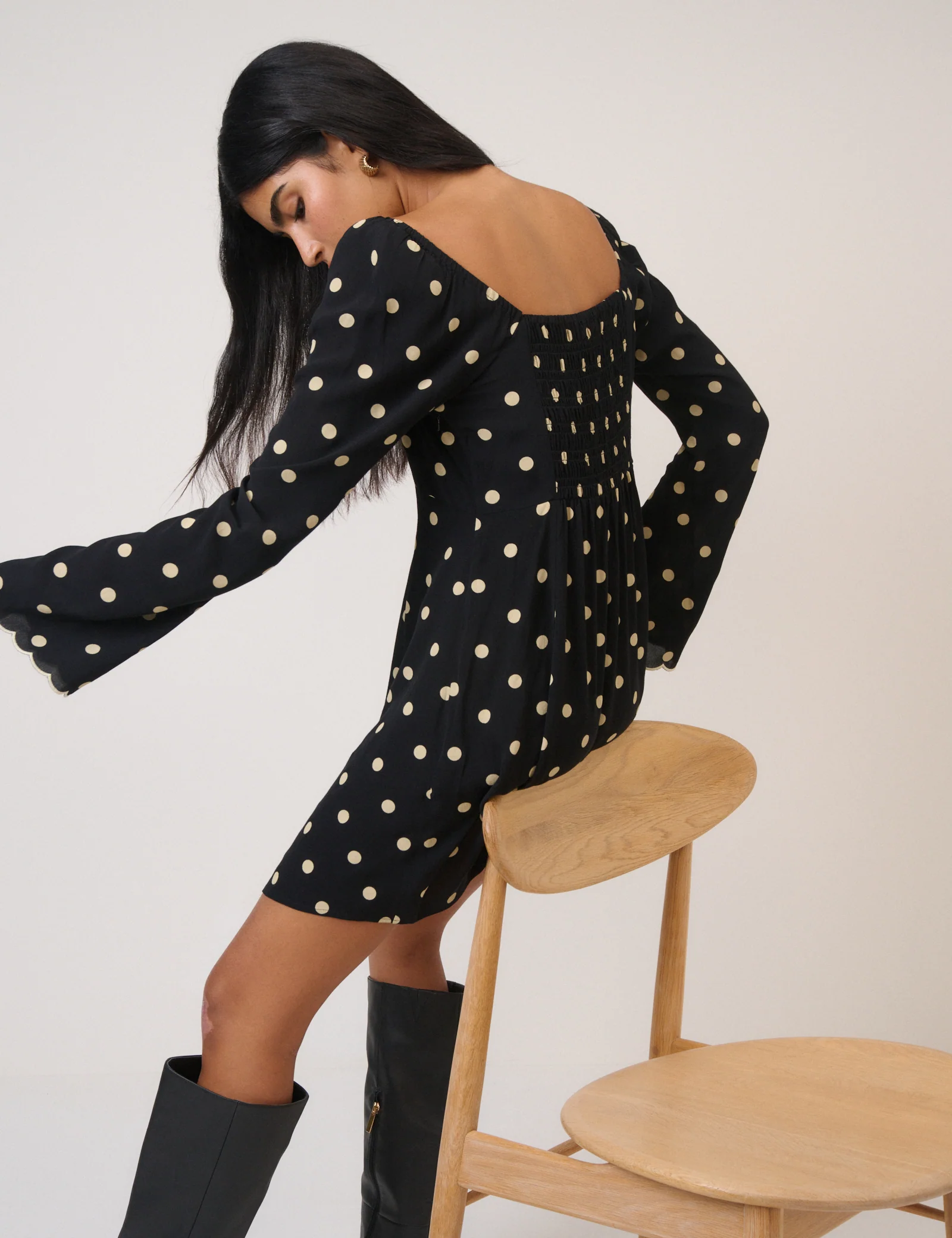 Black Polka Dot Lyon Mini Dress - Image 3