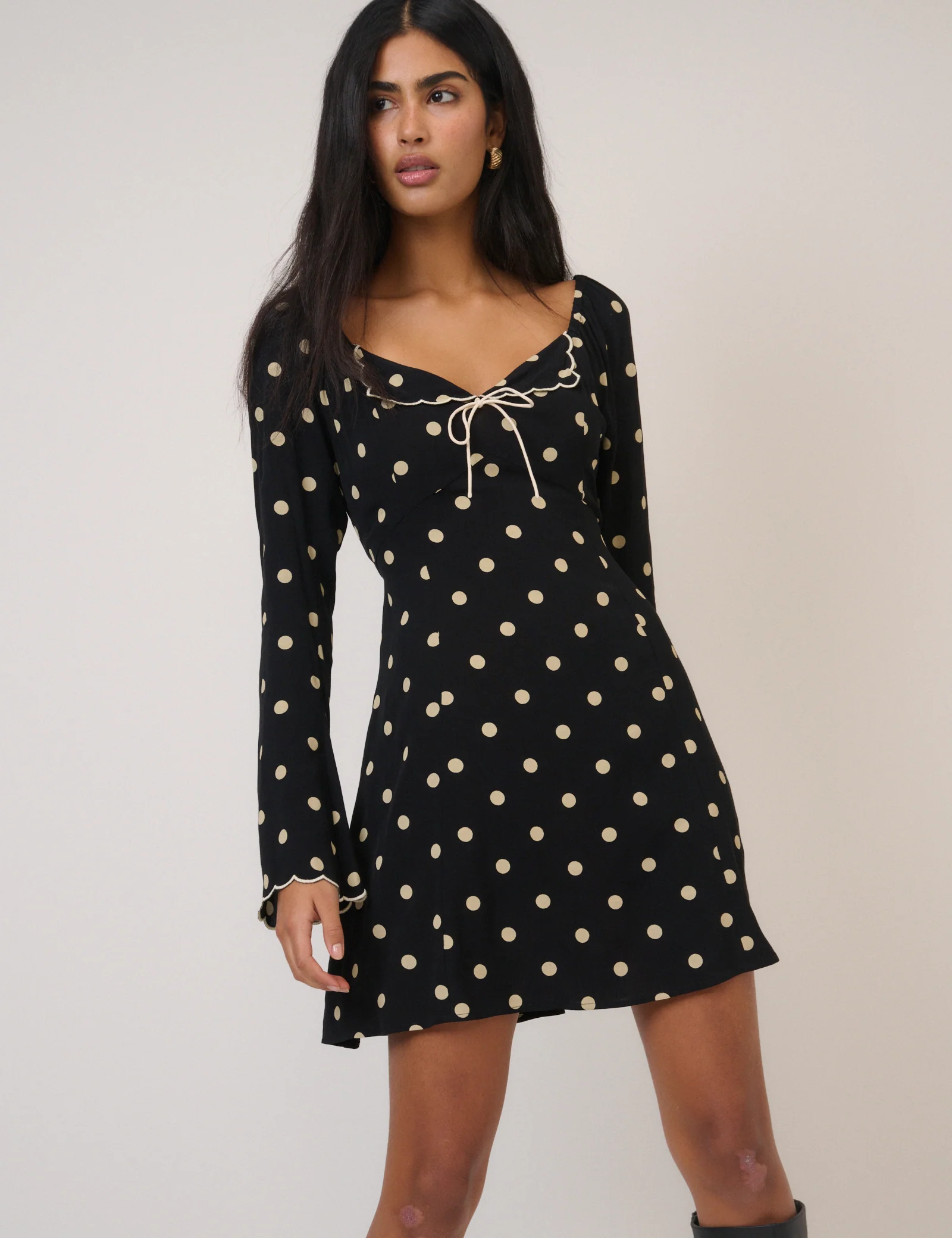 Black Polka Dot Lyon Mini Dress - Image 4