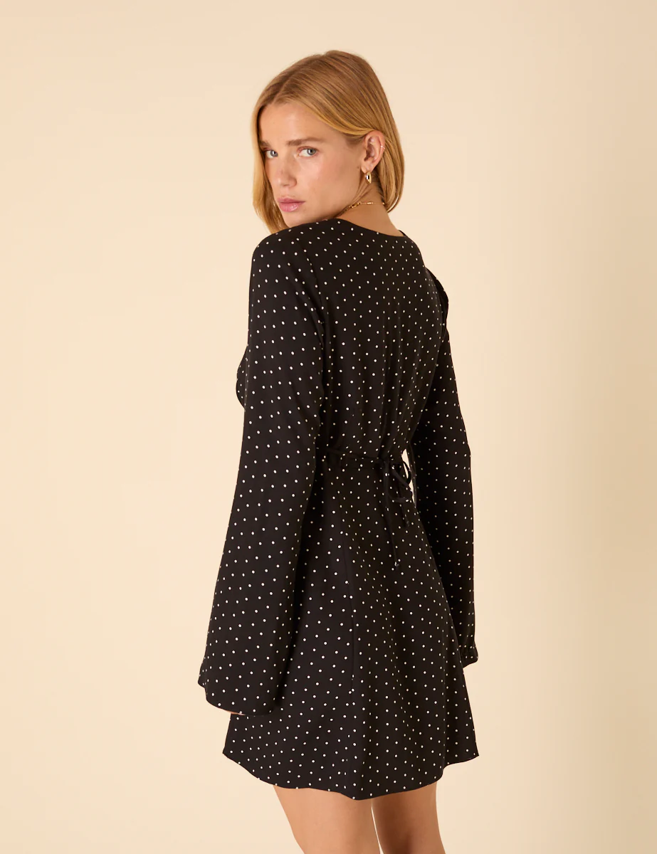 Black Polka Dot Olivia Mini Dress - Image 5