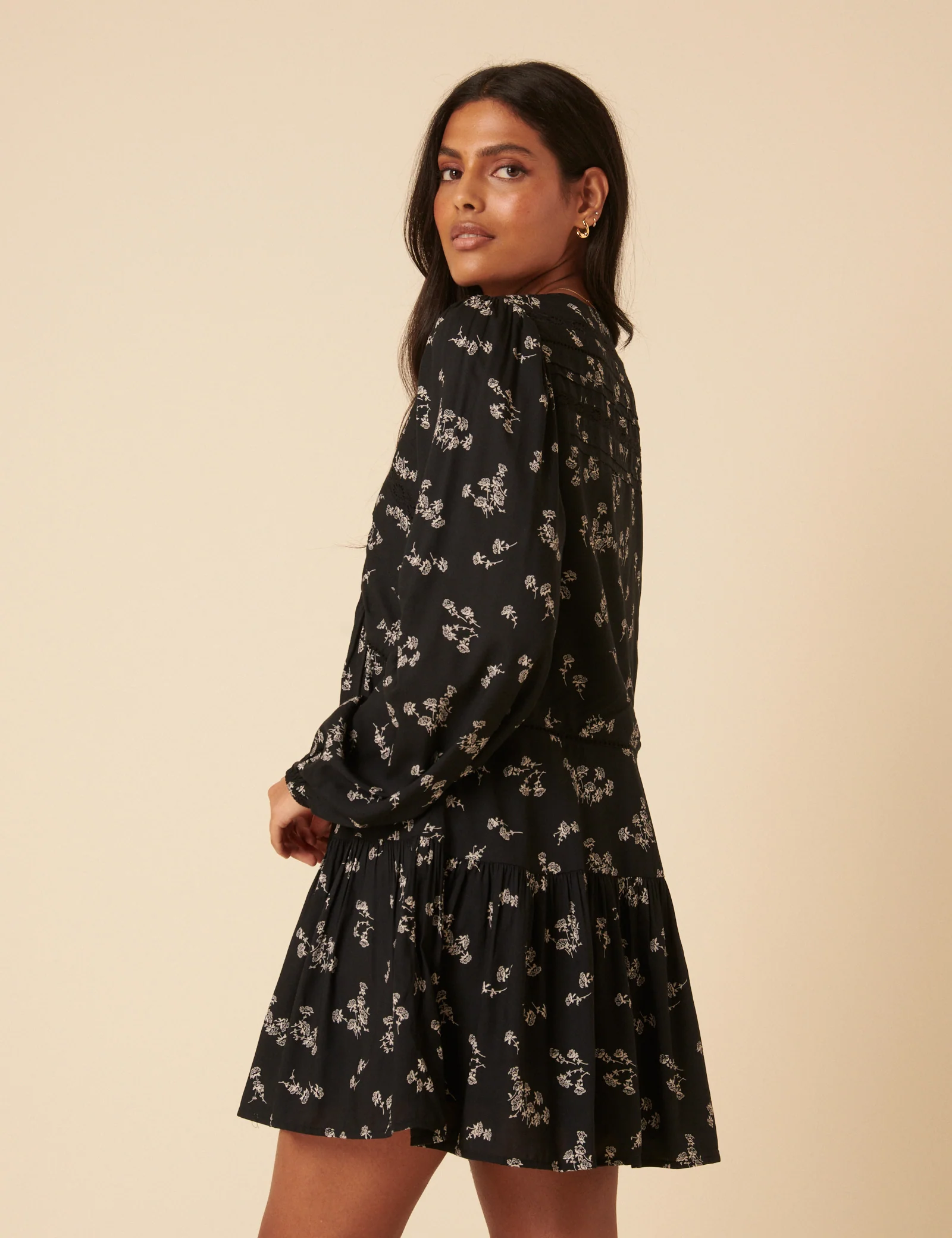 Black Printed Long Sleeve Marley Mini Dress - Image 5