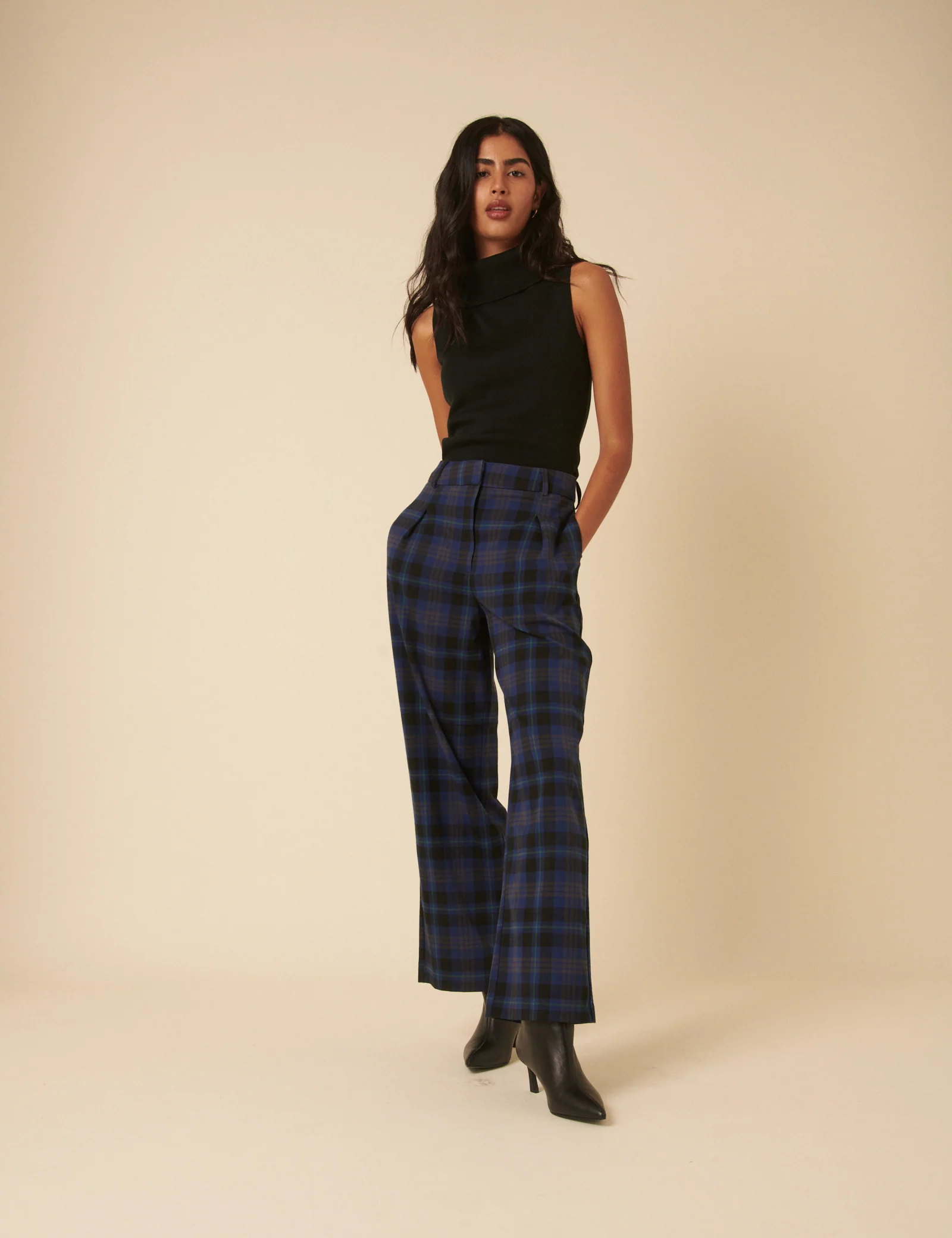 Black Ribbed Knitted Roll Neck Vest Top - Image 3