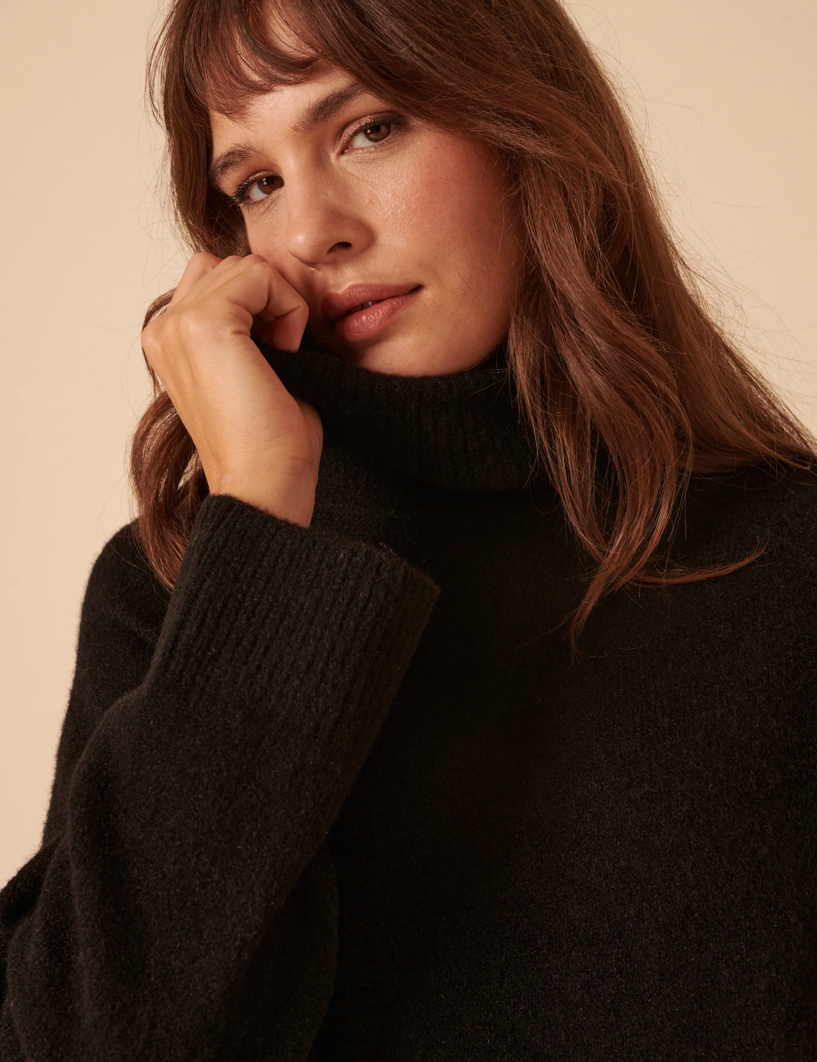 Black Roll Neck Relaxed Knitted Jumper - Image 5