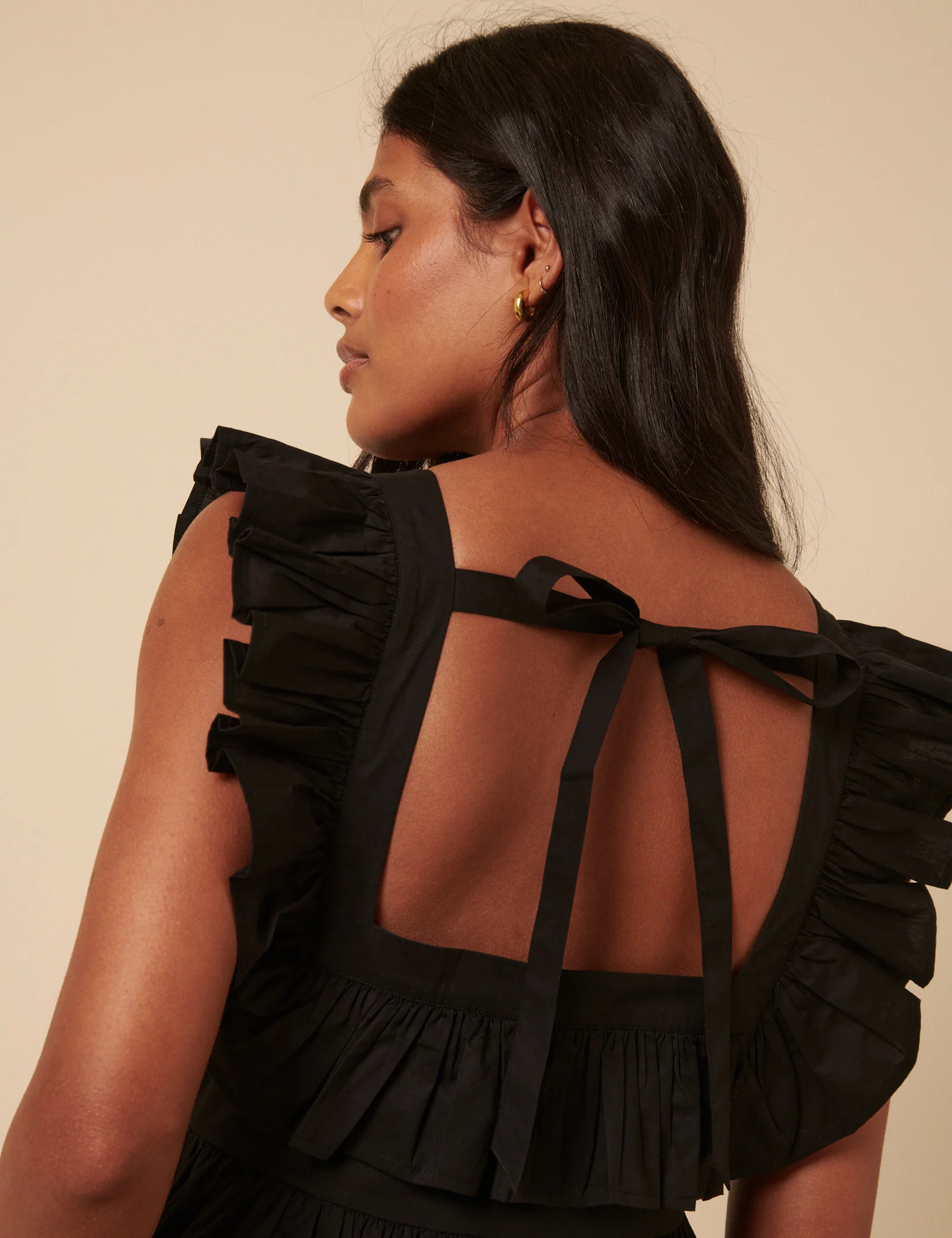 Black Ruffle Tiered Cassidy Midi Dress - Image 2