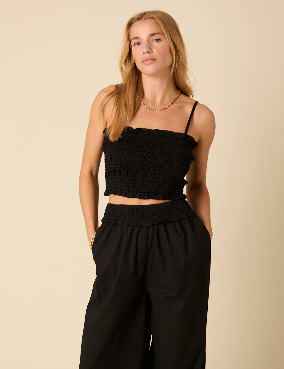 Black Shirred Bandeau Top - Image 2
