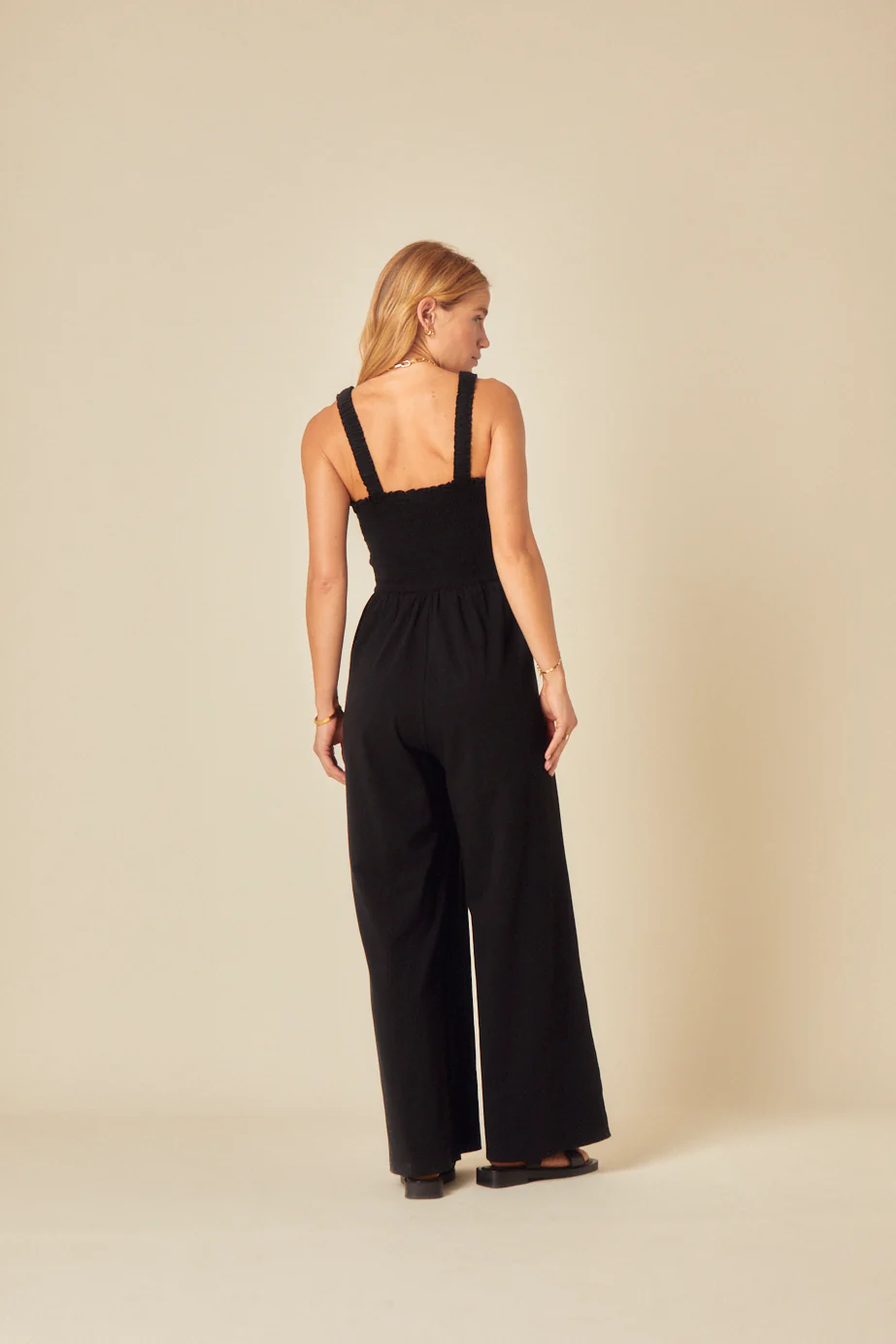 Black Shirred Jumpsuit - Image 5