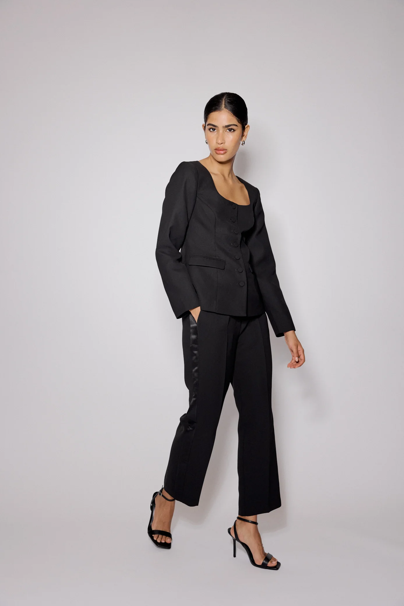 Black Square Neck Tailored Top - Image 4