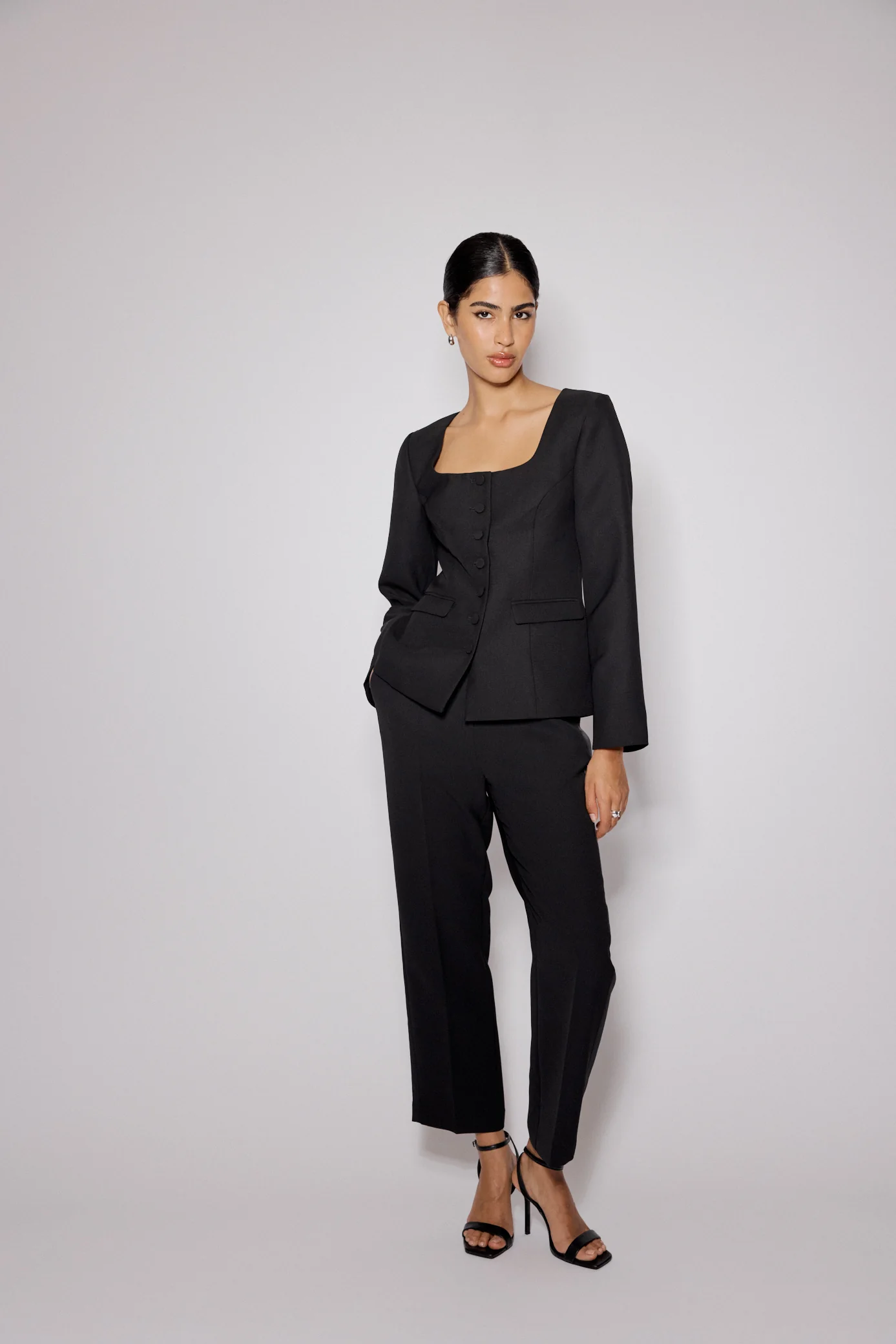 Black Square Neck Tailored Top - Image 5