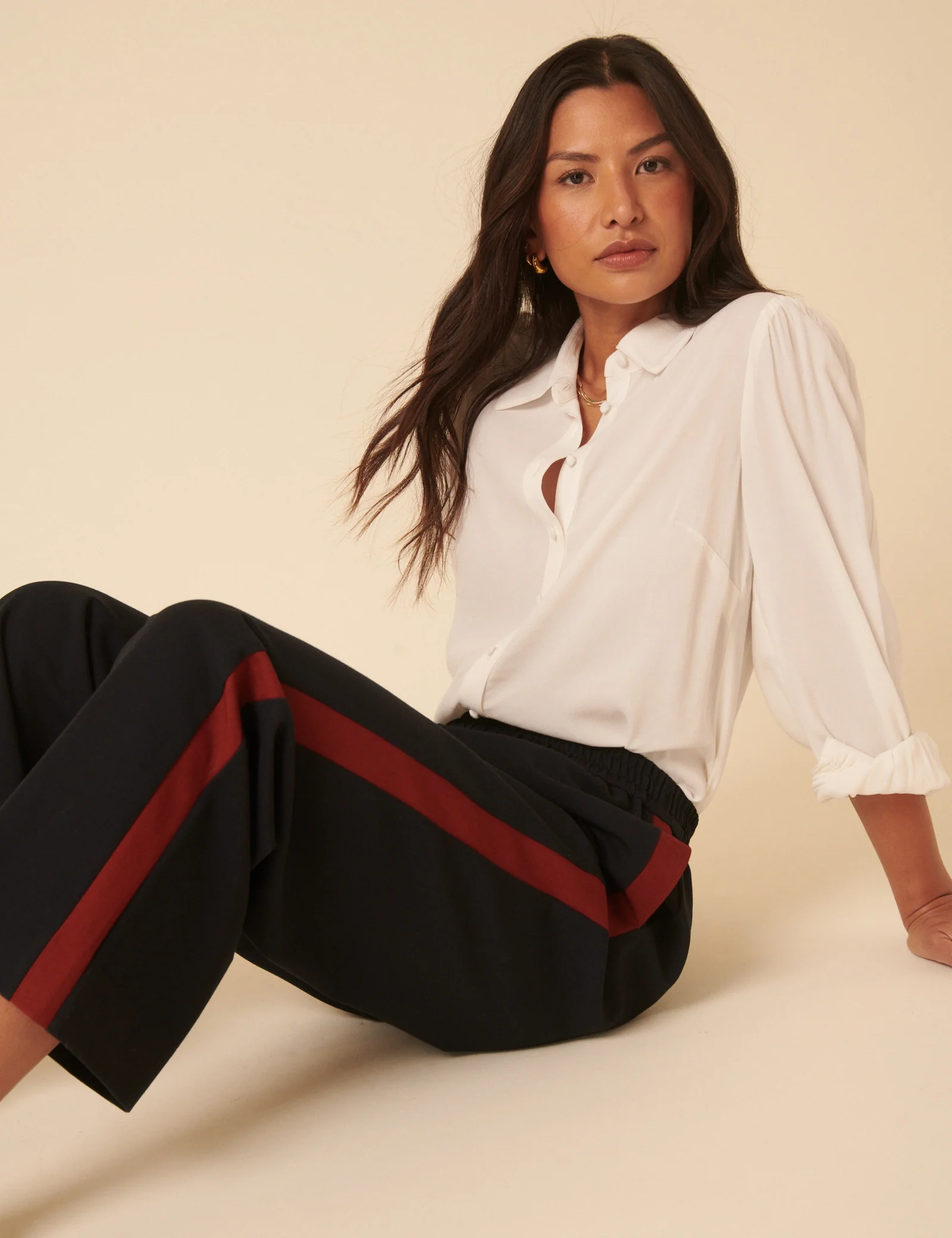 Navy Side Striped Relaxed Trousers - Image 4