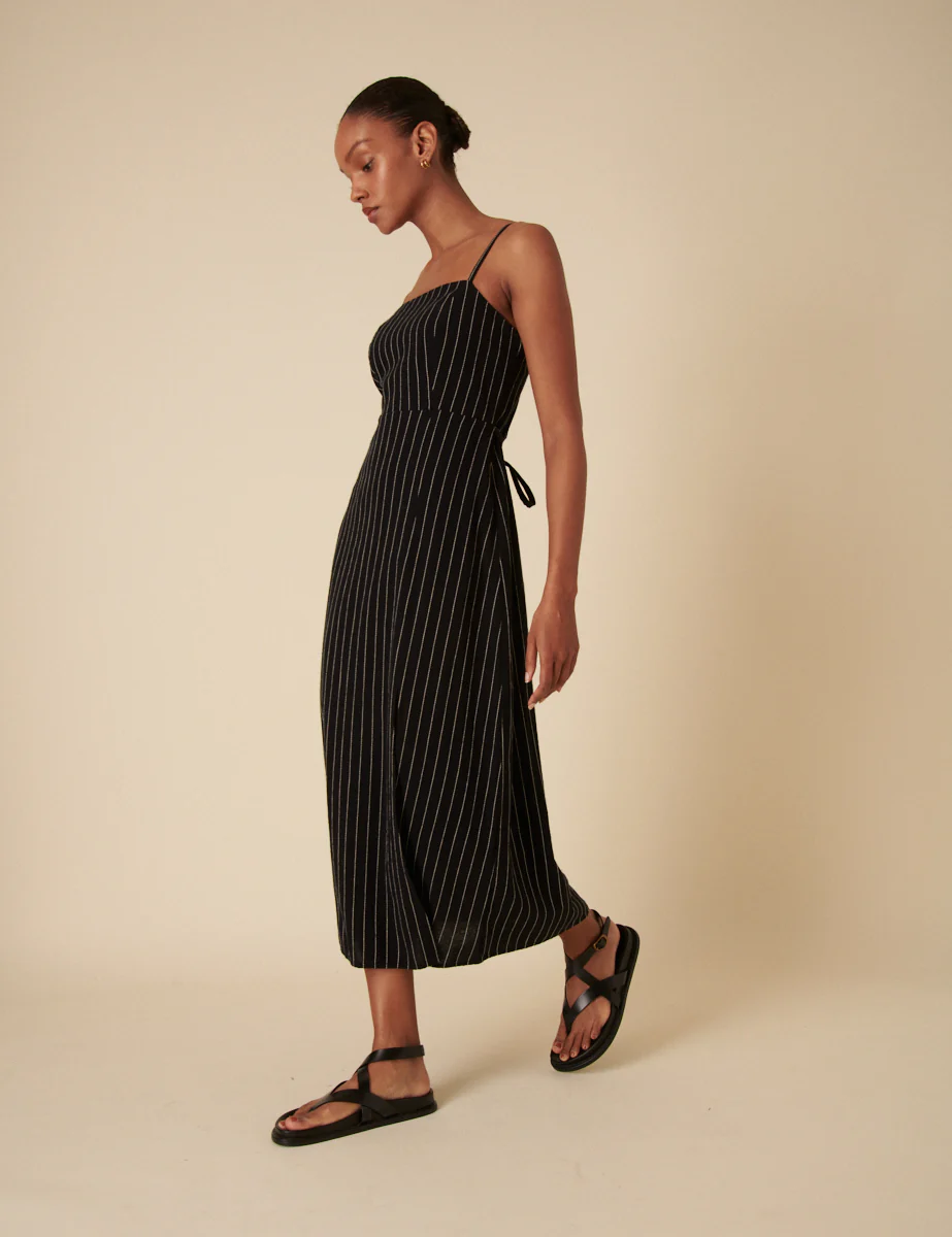 Black Striped Maddie Midi Dress - Image 3