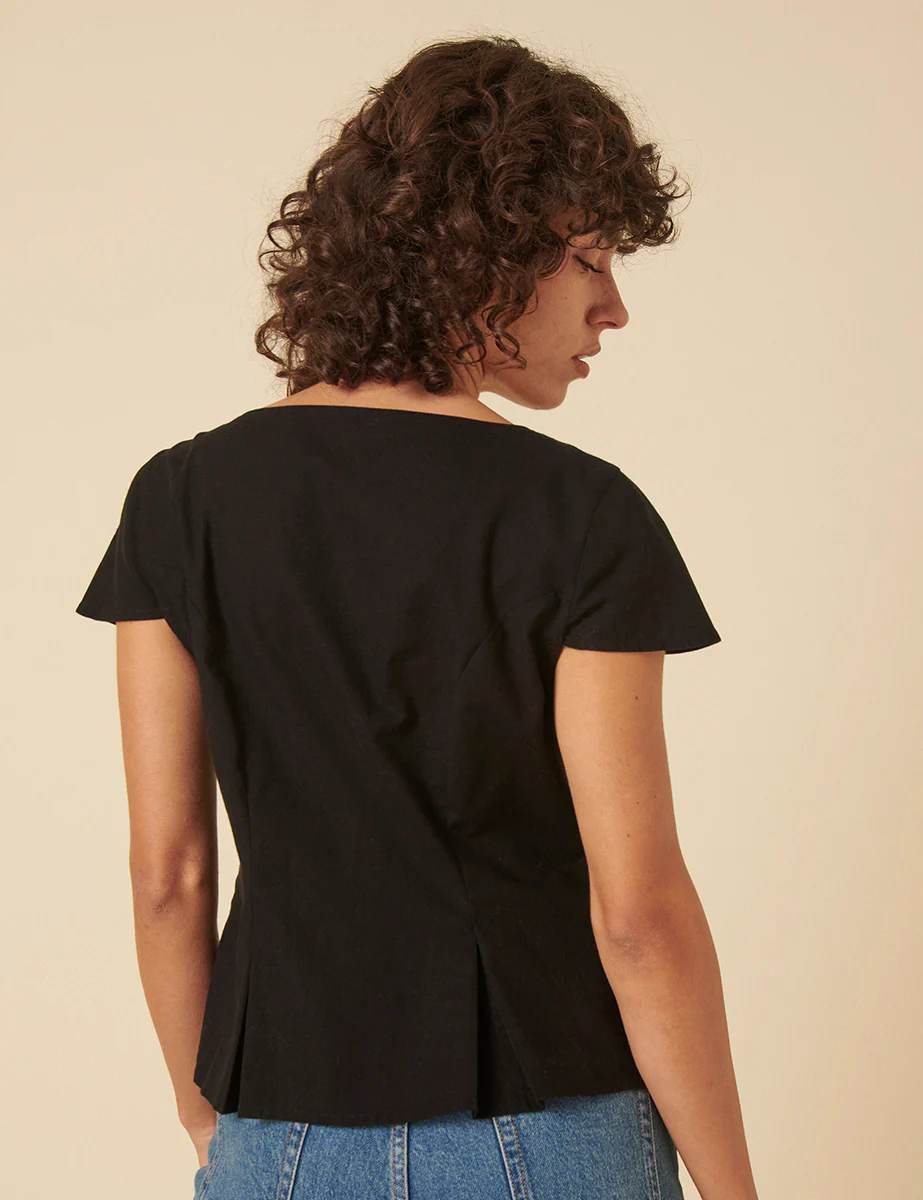 Black Tailored Pleated Blouse - Image 5