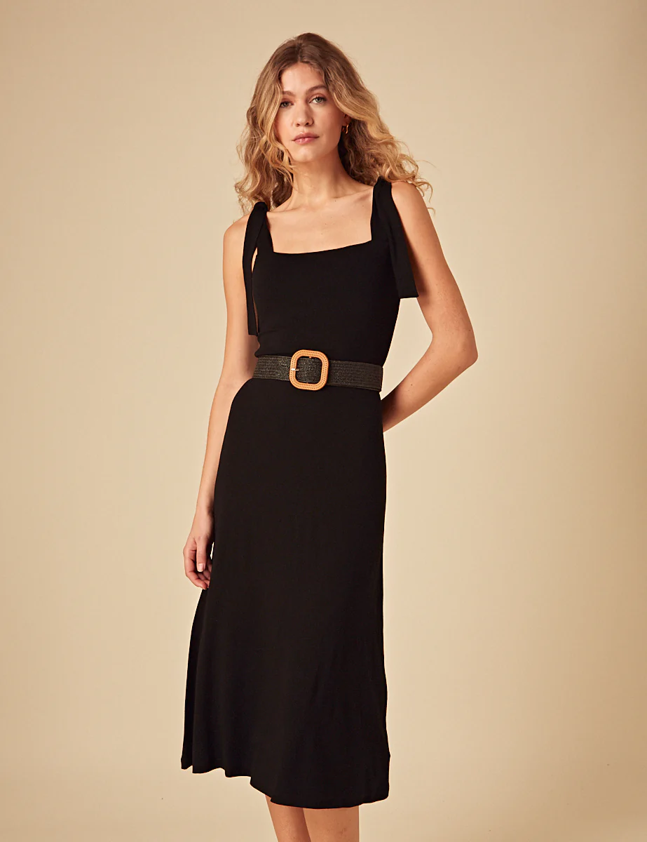 Black Tie Shoulder Adrian Midi Dress - Image 4