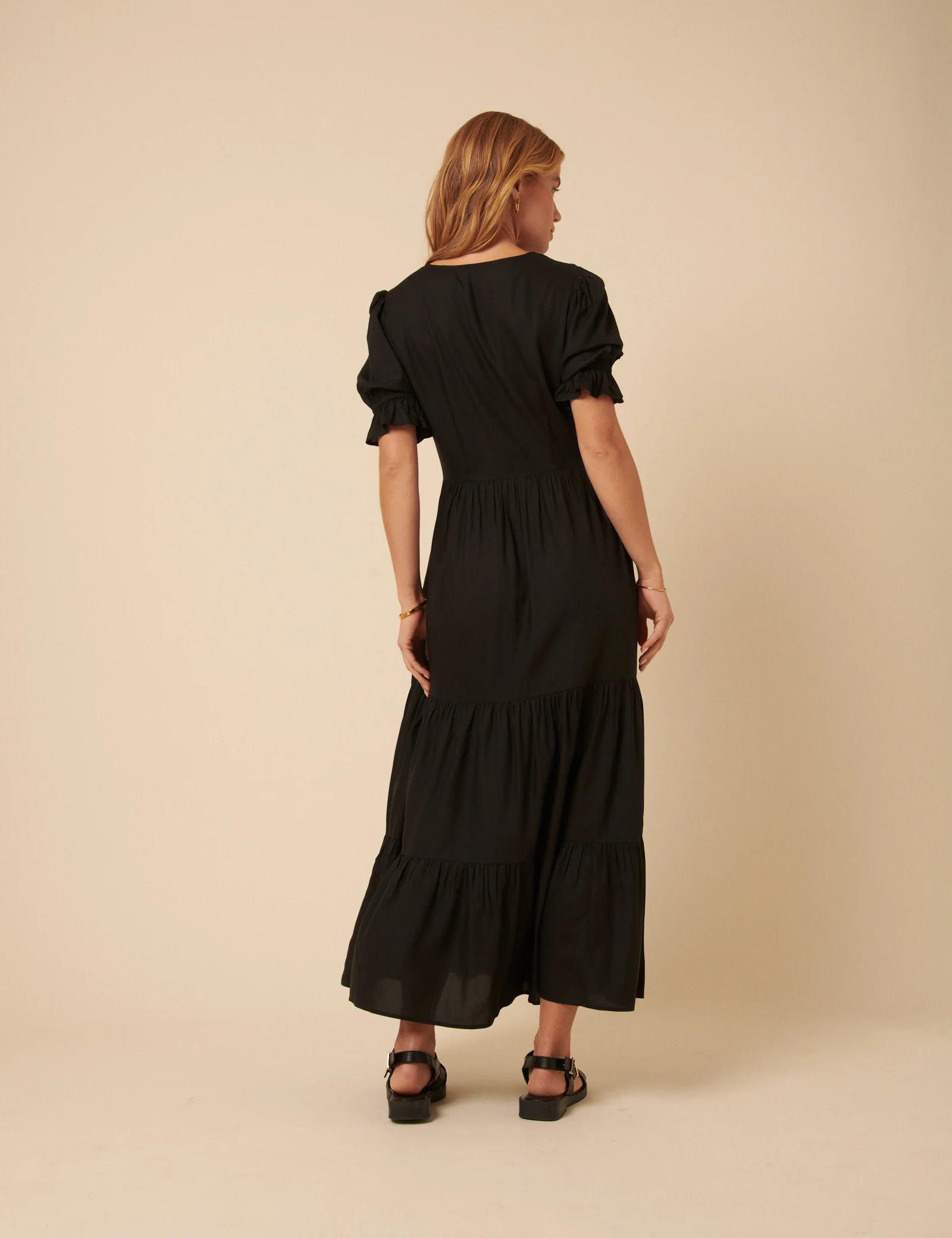 Black Tiered Lia Midi Dress - Image 4