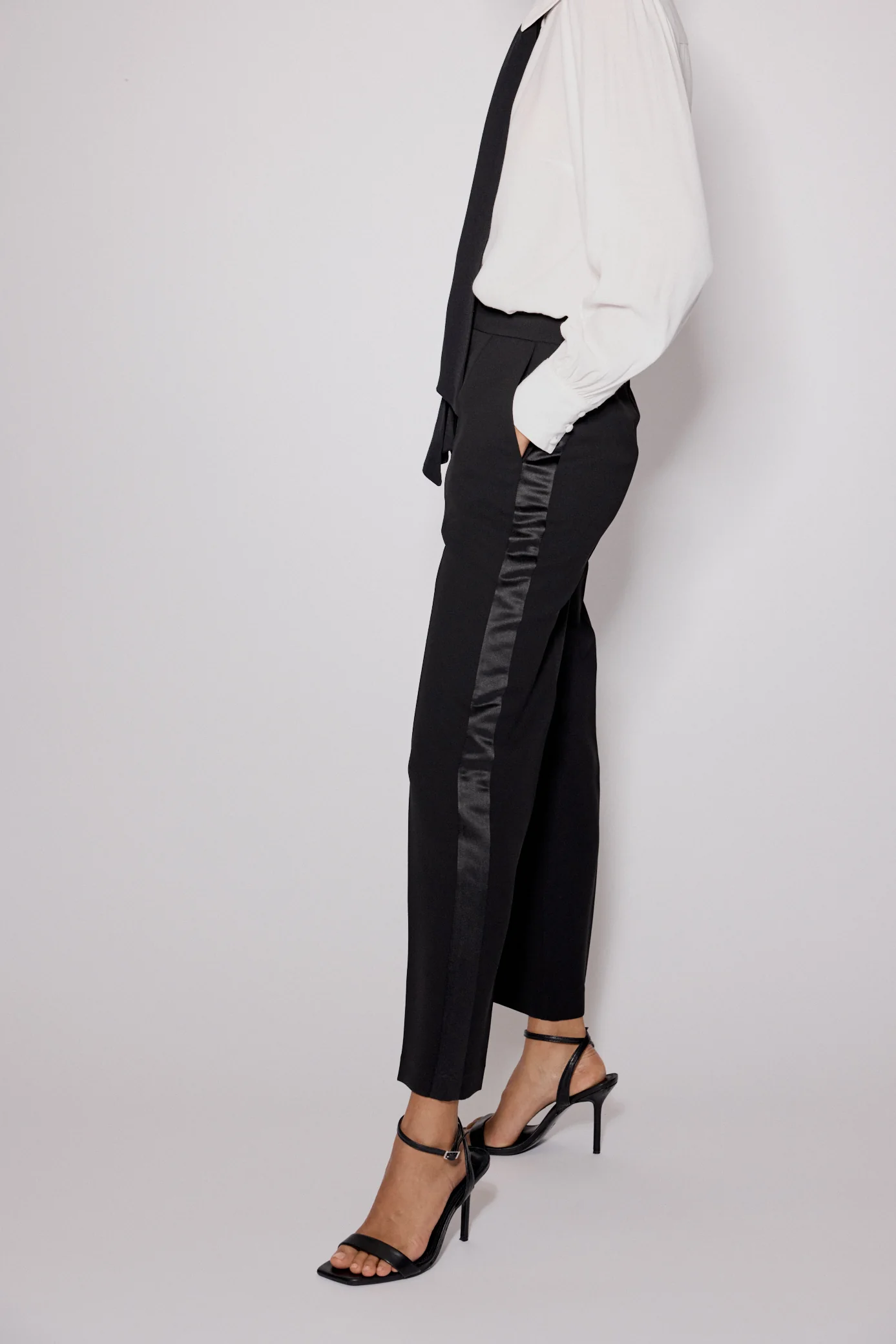 Black Tuxedo Cigarette Trousers - Image 2