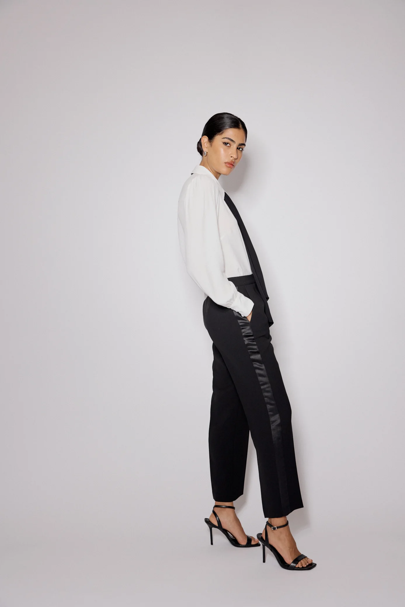 Black Tuxedo Cigarette Trousers - Image 4