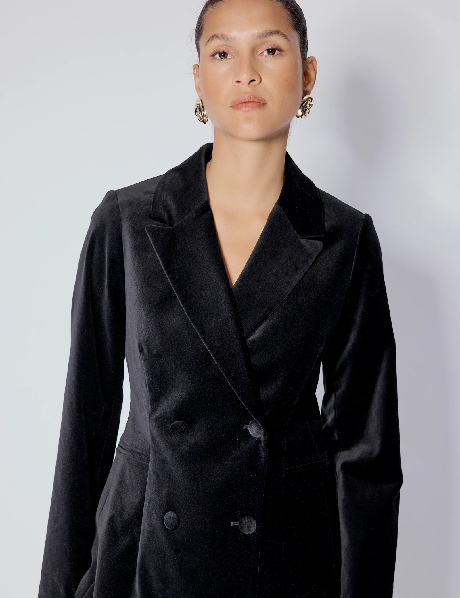 Black Velvet Double Breasted Blazer - Image 4