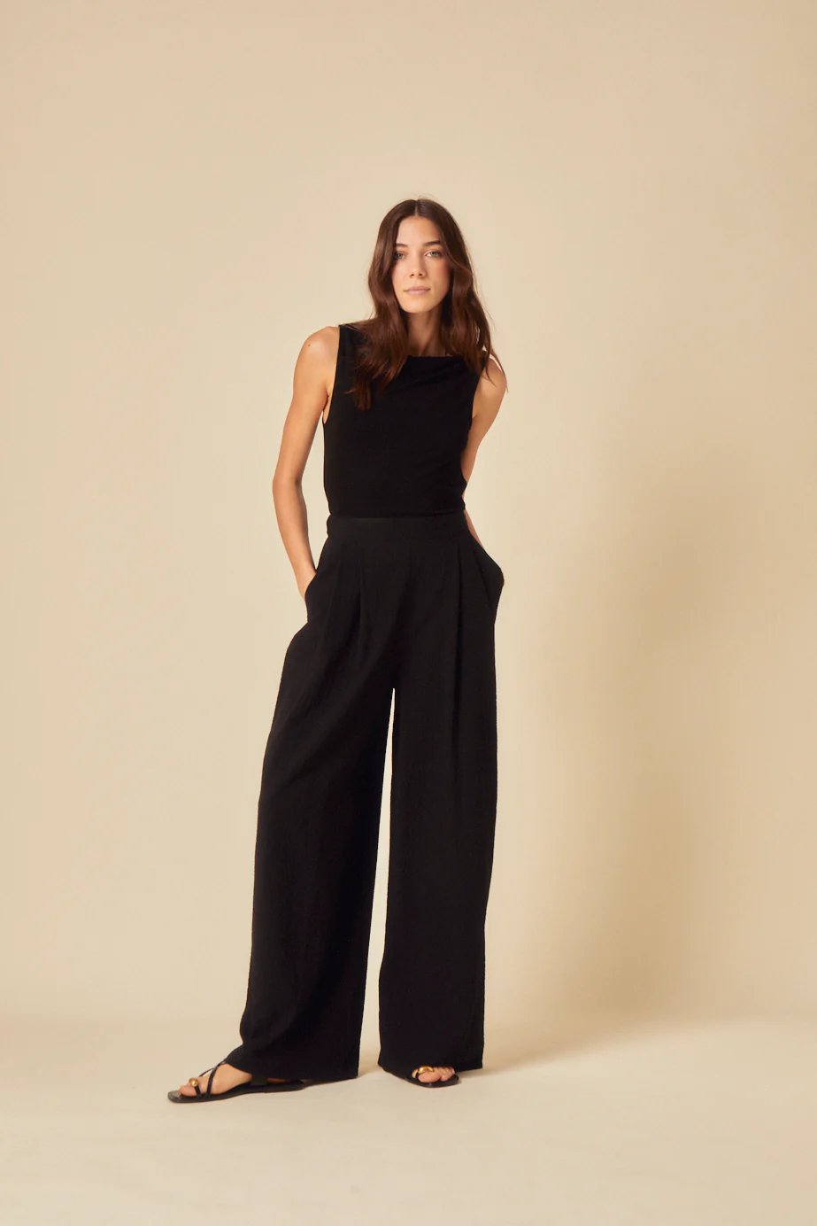 Black Wide Leg Zeena Trousers - Image 3