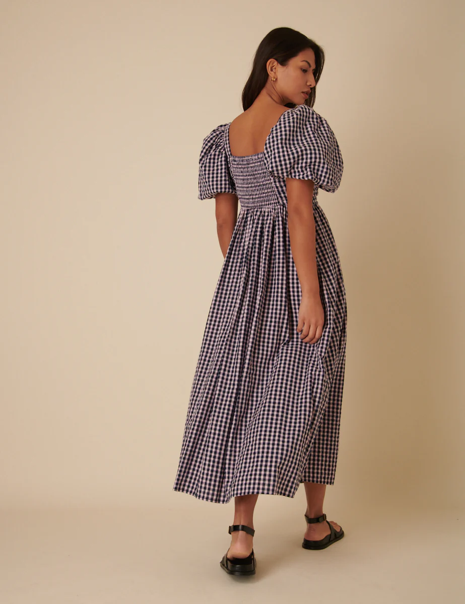 Blue And Pink Gingham Nova Midi Dress - Image 4