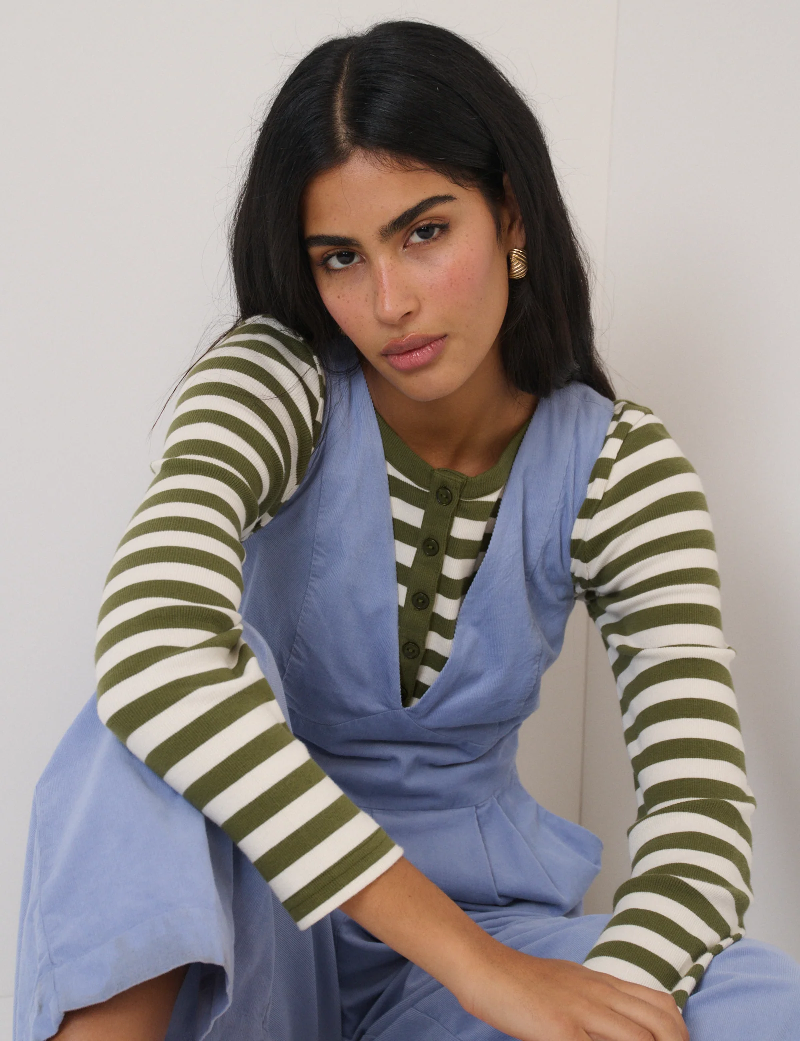 Blue Cord Sleeveless Arizona Jumpsuit - Image 3