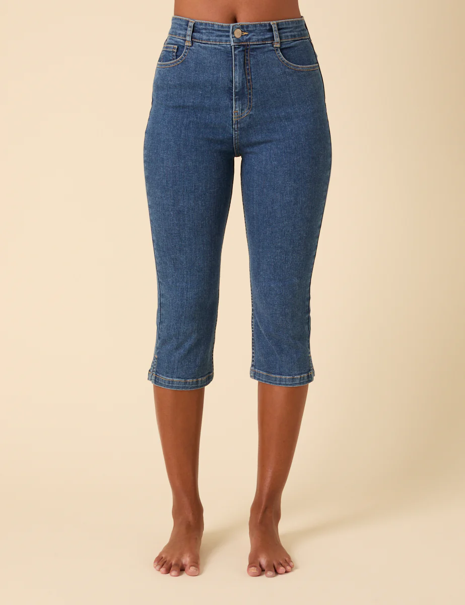 Blue Denim Capri Trousers - Image 2
