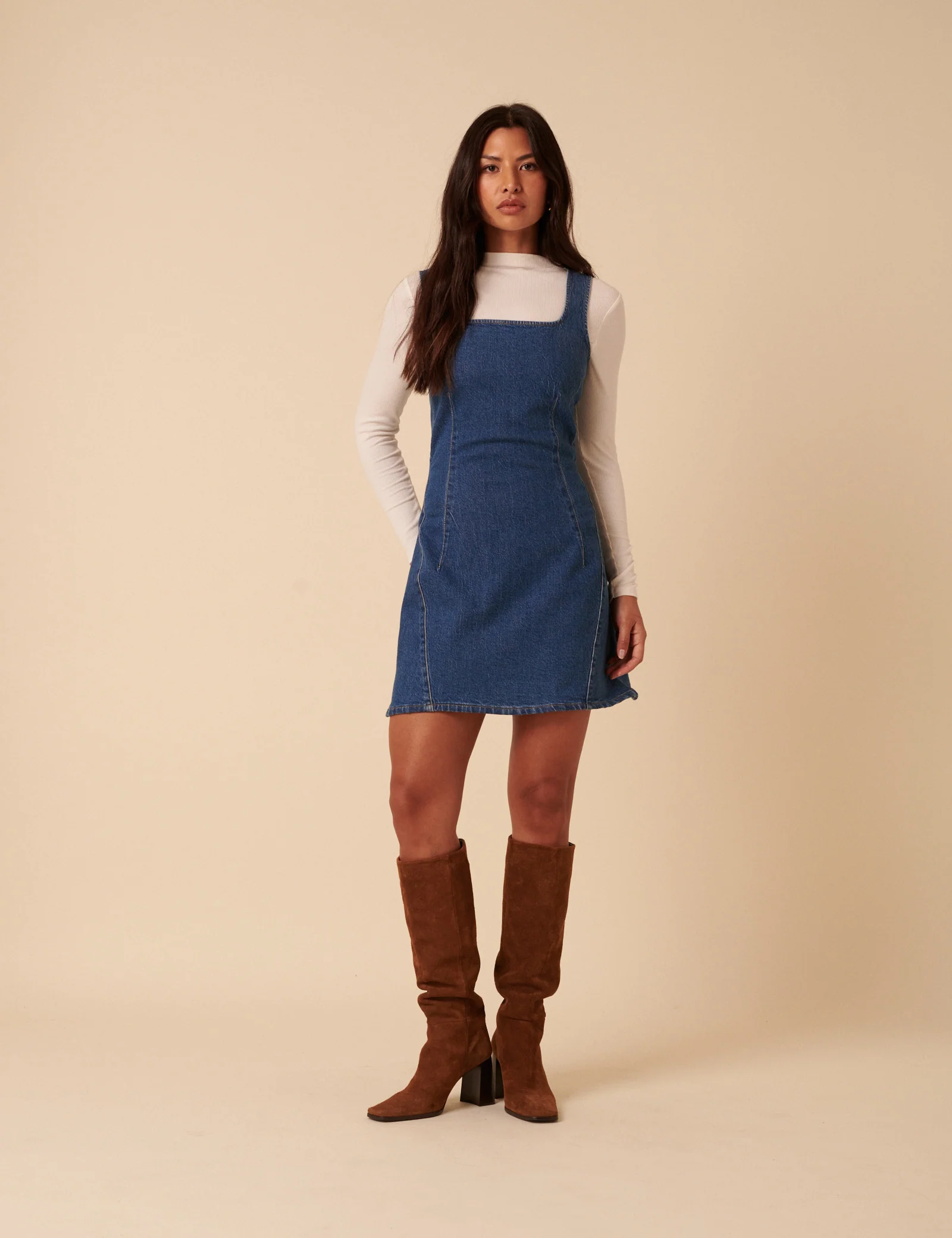 Blue Denim Delta Mini Dress - Image 3