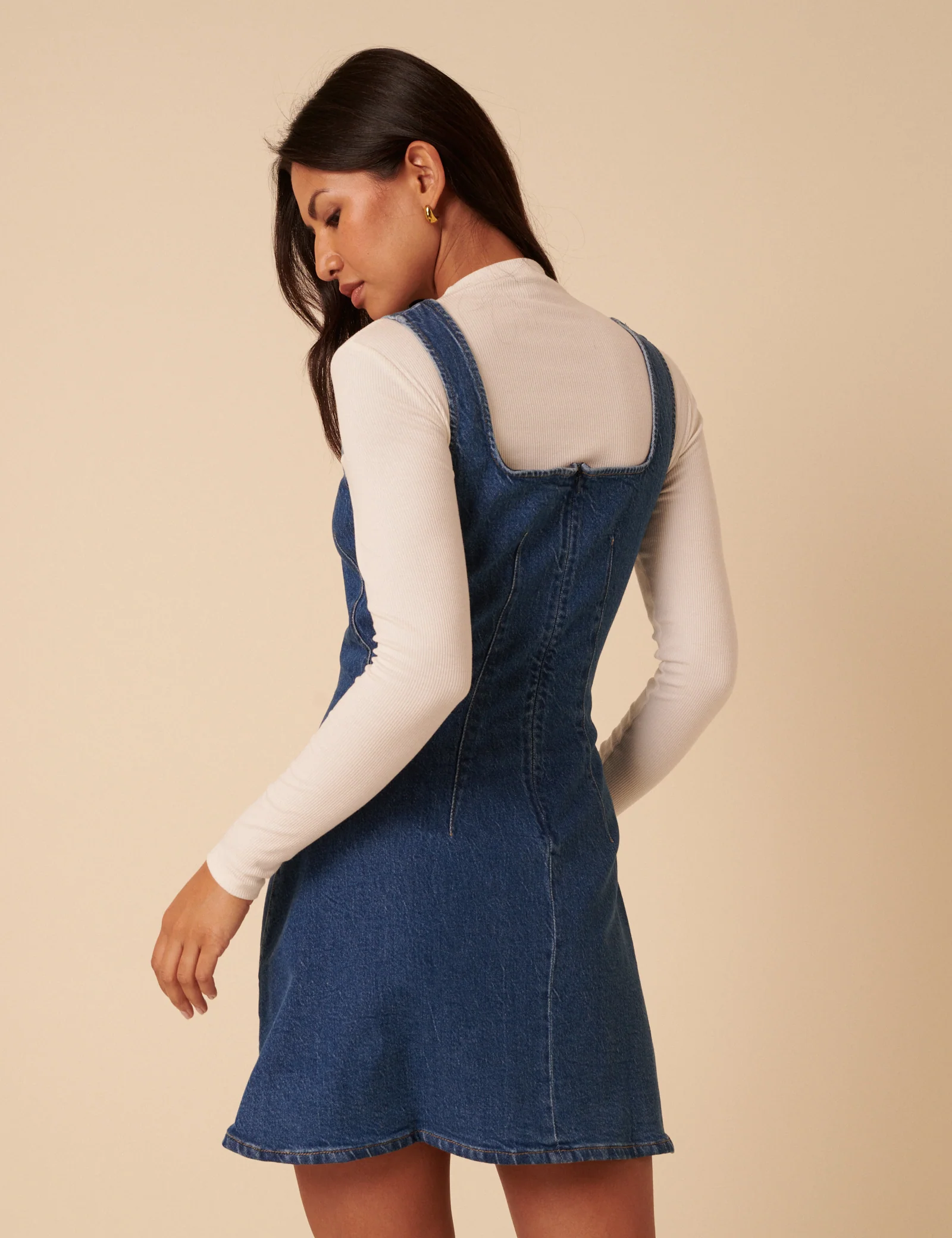 Blue Denim Delta Mini Dress - Image 5