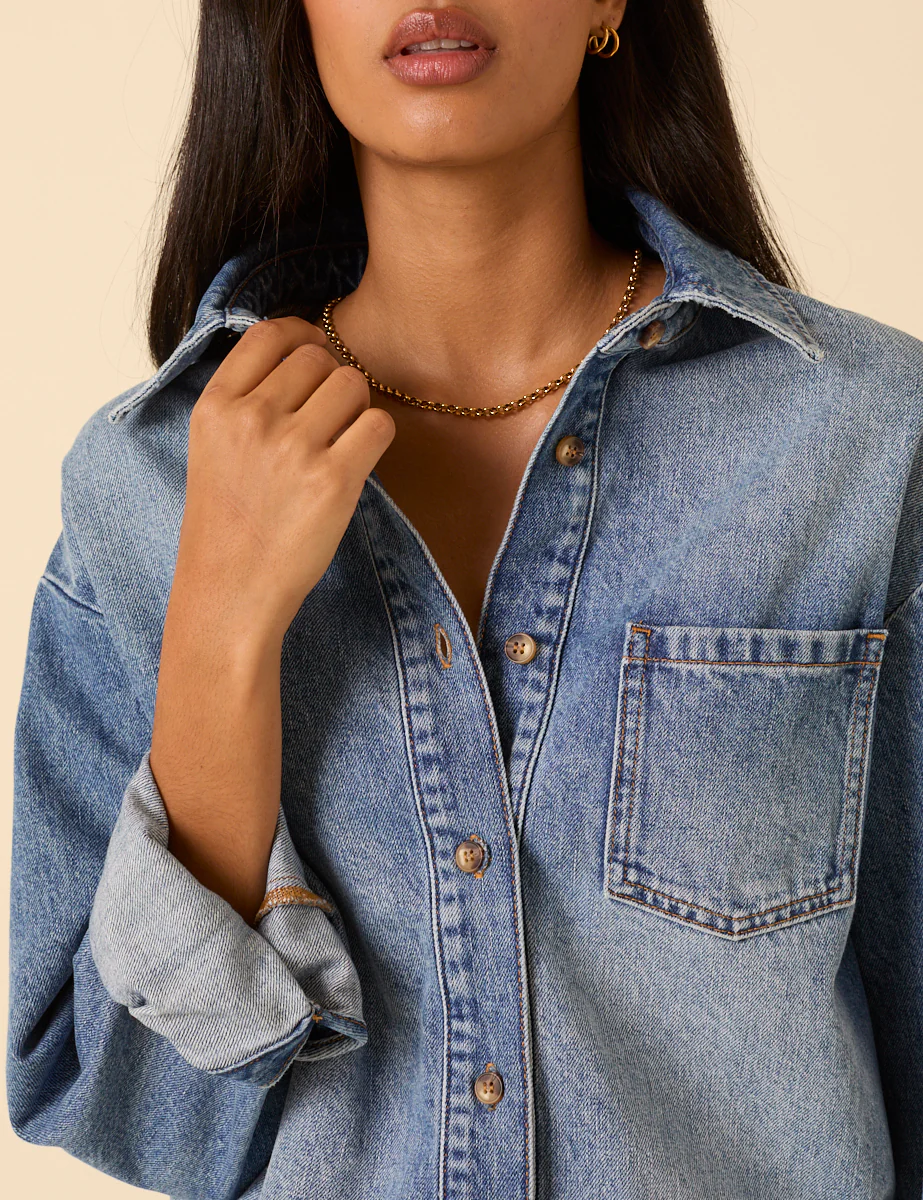 Blue Denim Oversized Shirt - Image 3