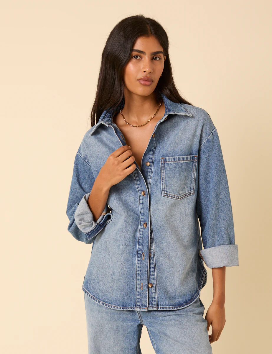 Blue Denim Oversized Shirt - Image 4