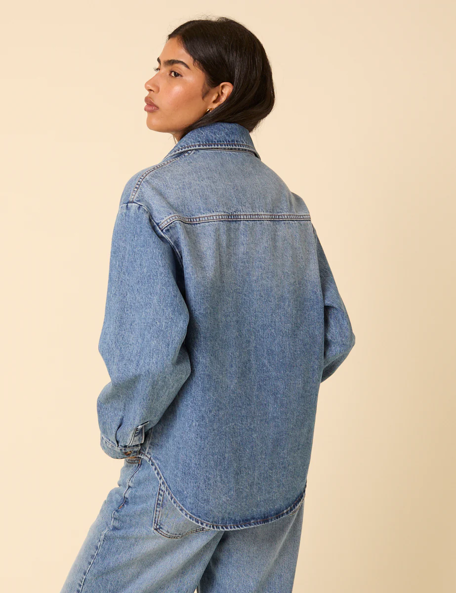 Blue Denim Oversized Shirt - Image 5
