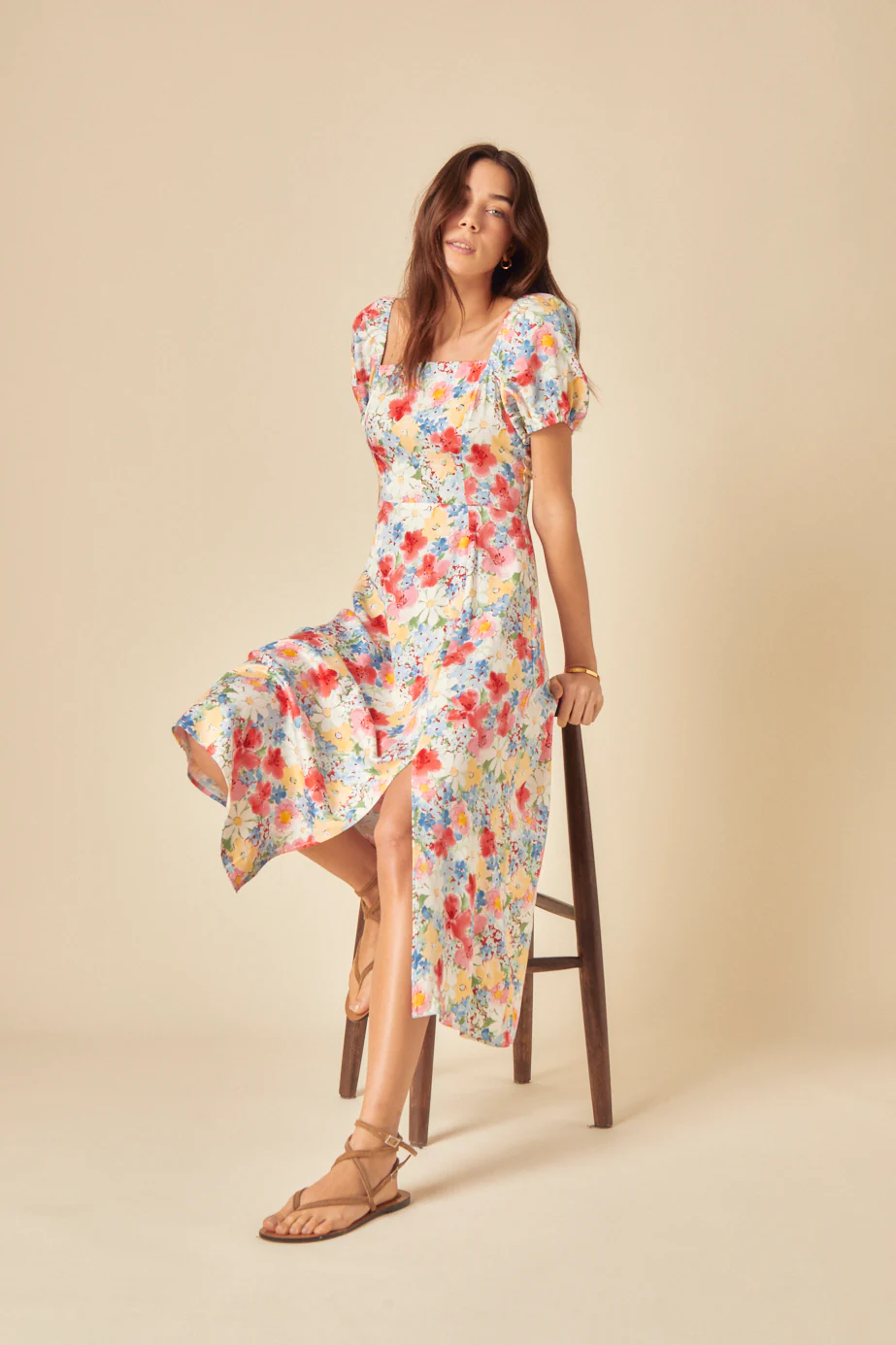 Blue Floral Leith Midi Dress - Image 2
