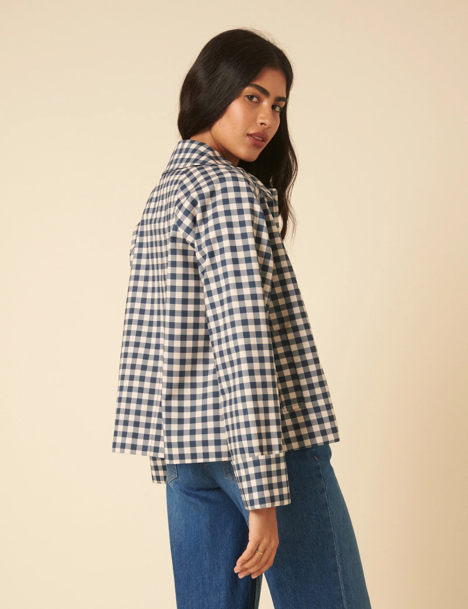 Blue Gingham Swing Jacket - Image 5