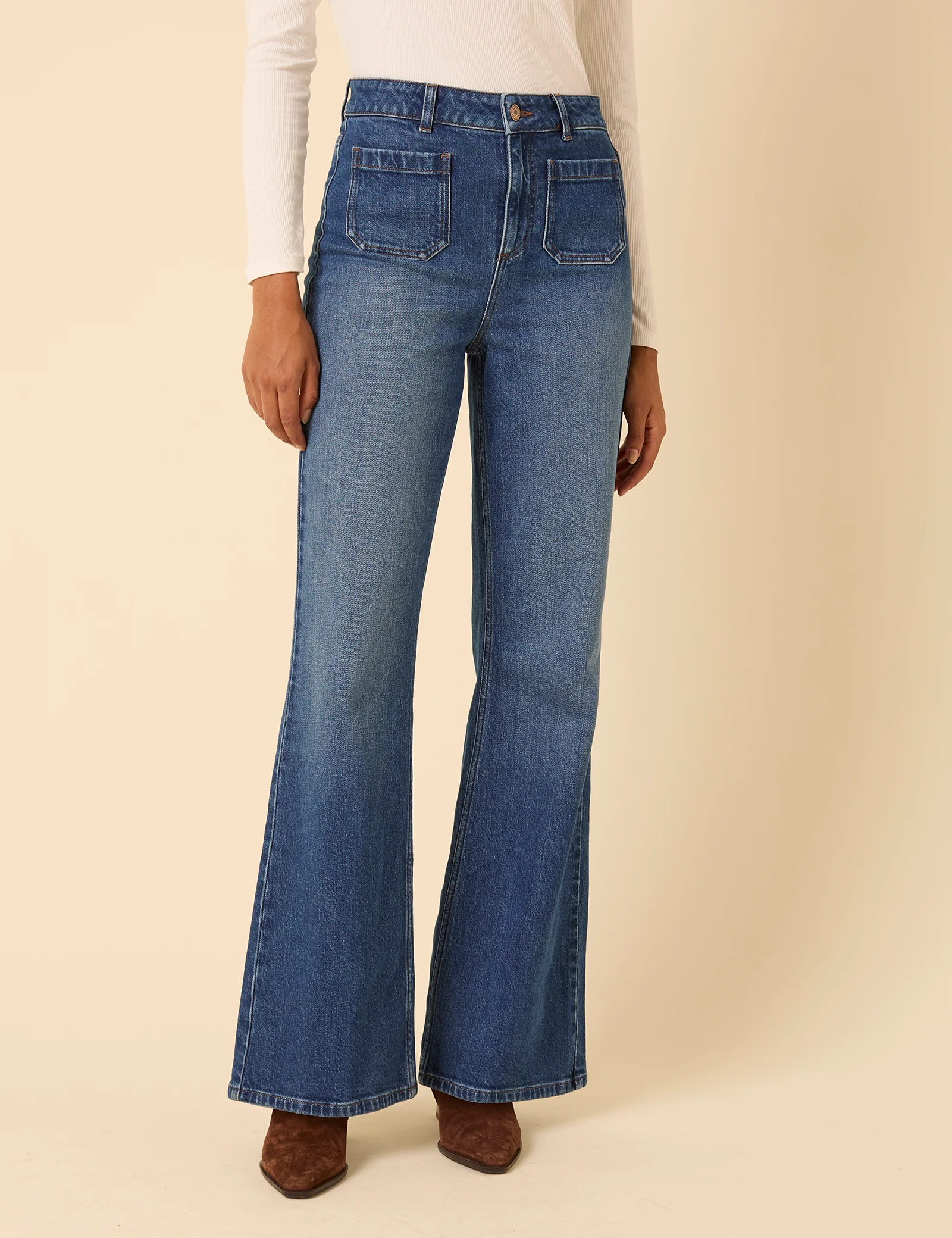 Blue High Rise Highbury Flare Jeans - Image 2